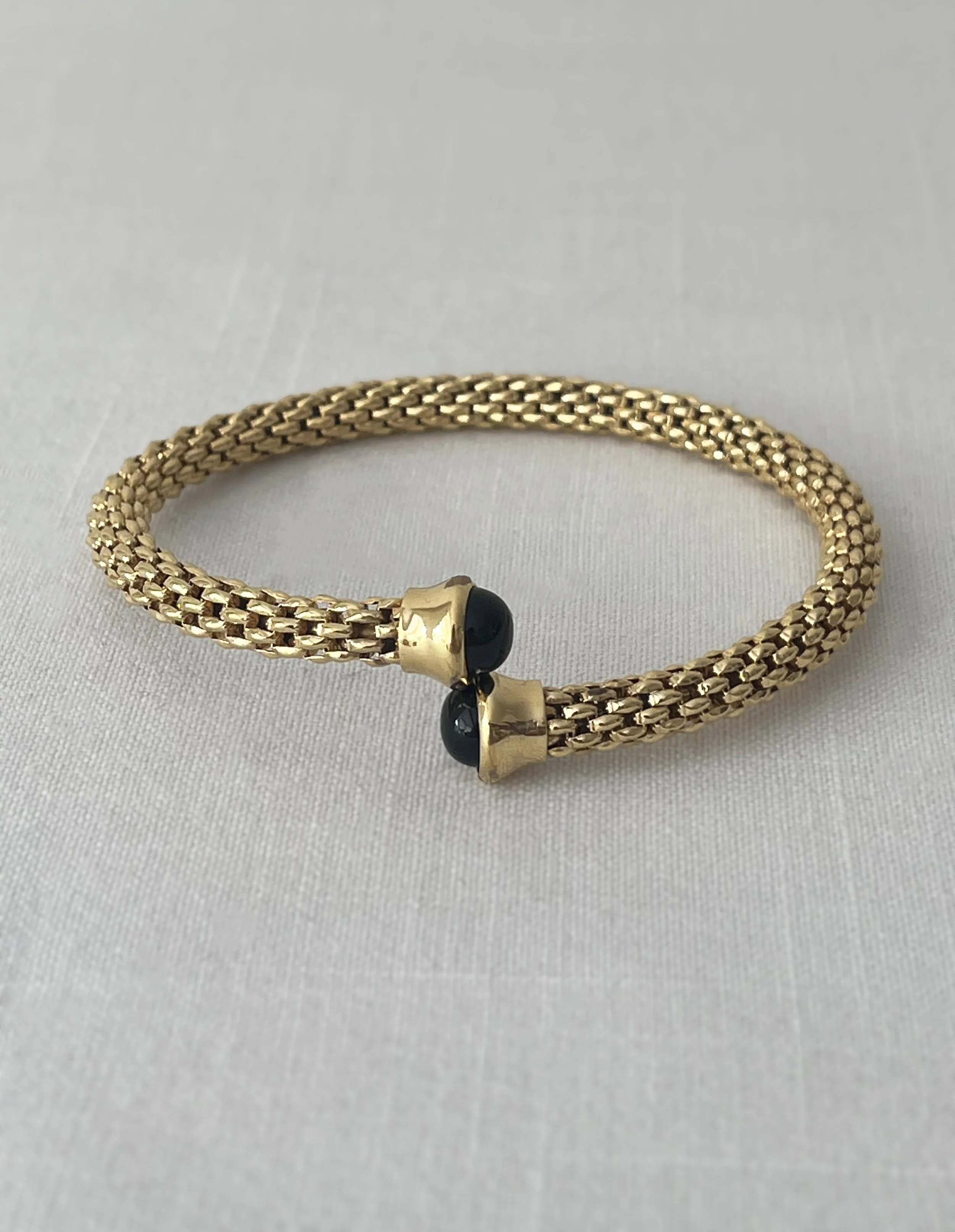 1980s Gold-Tone Mesh Bypass Bangle