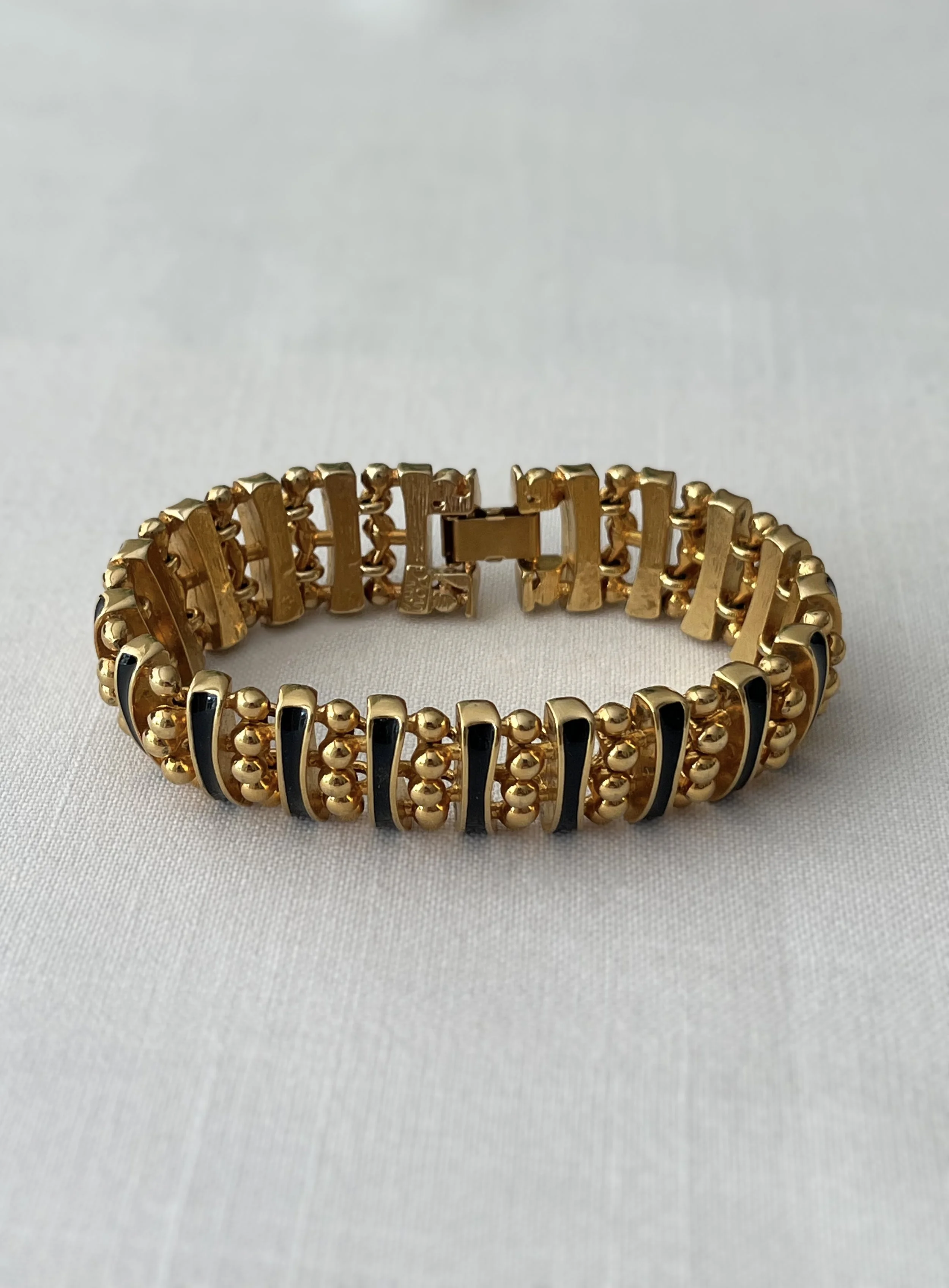 1990s Joan Rivers Striped Enamel Cuff Bracelet