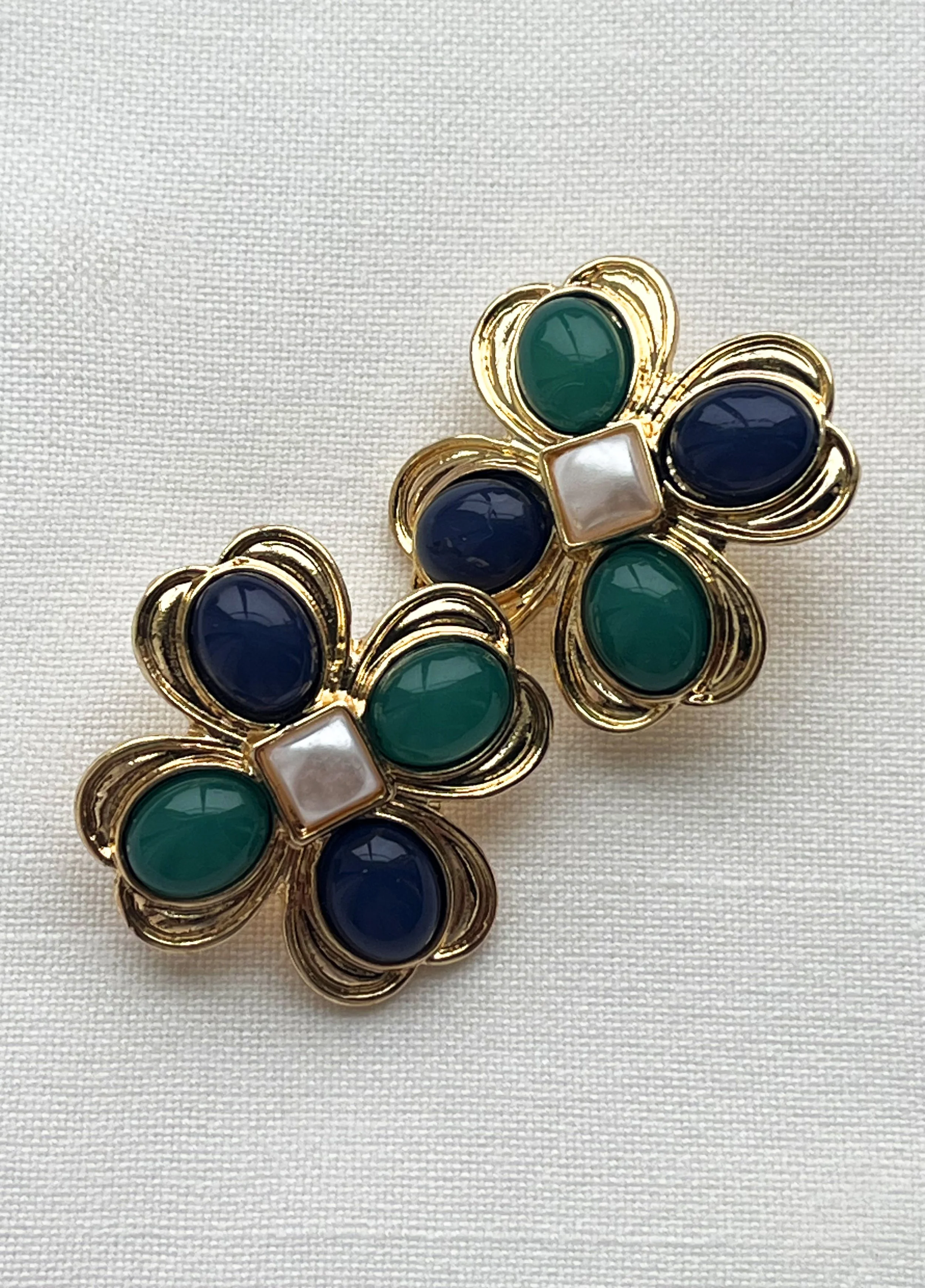 1980s Jewelled Flower Earrings