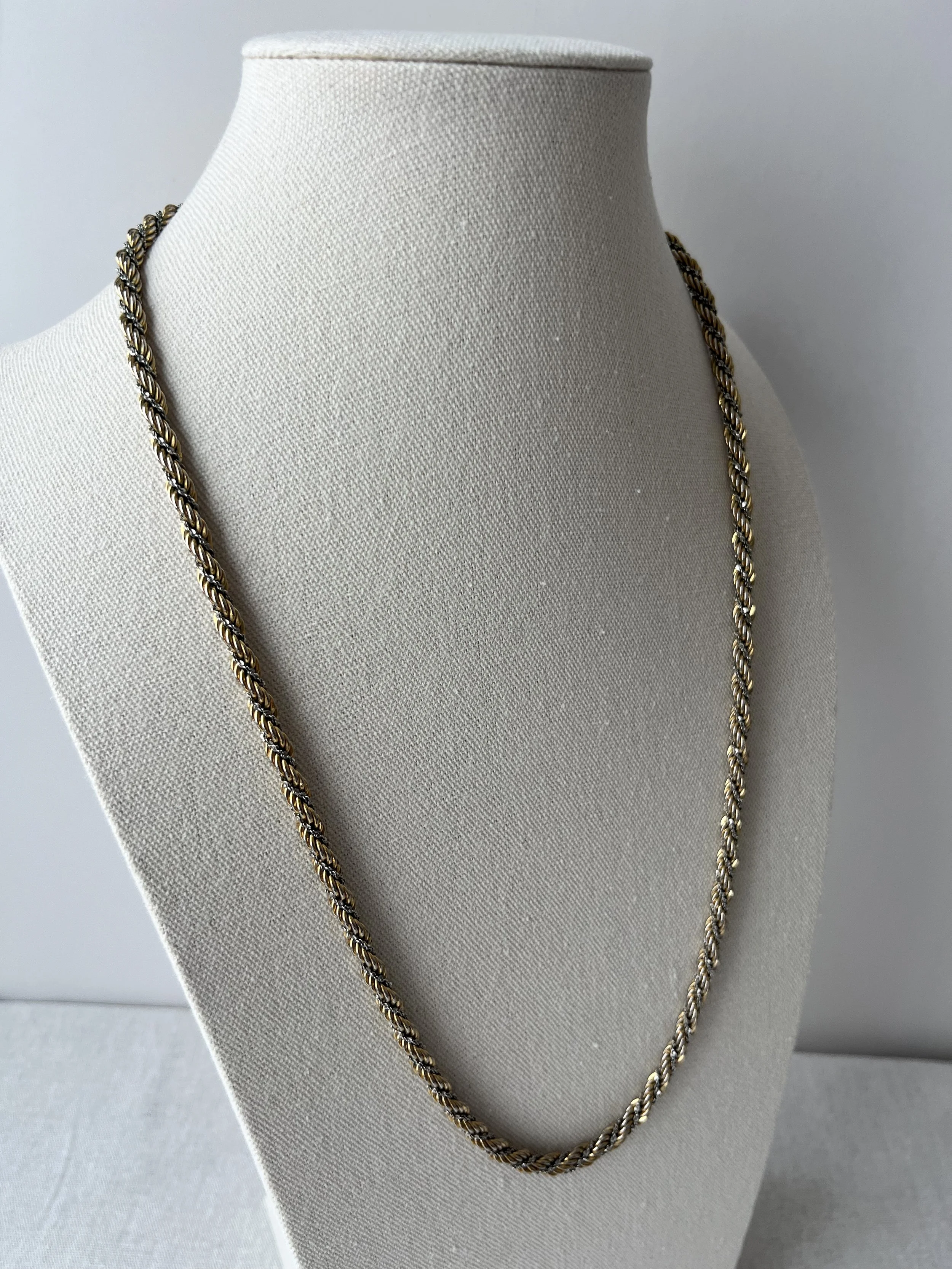 1980s Monet Intertwined Gold and Silver Rope Chain