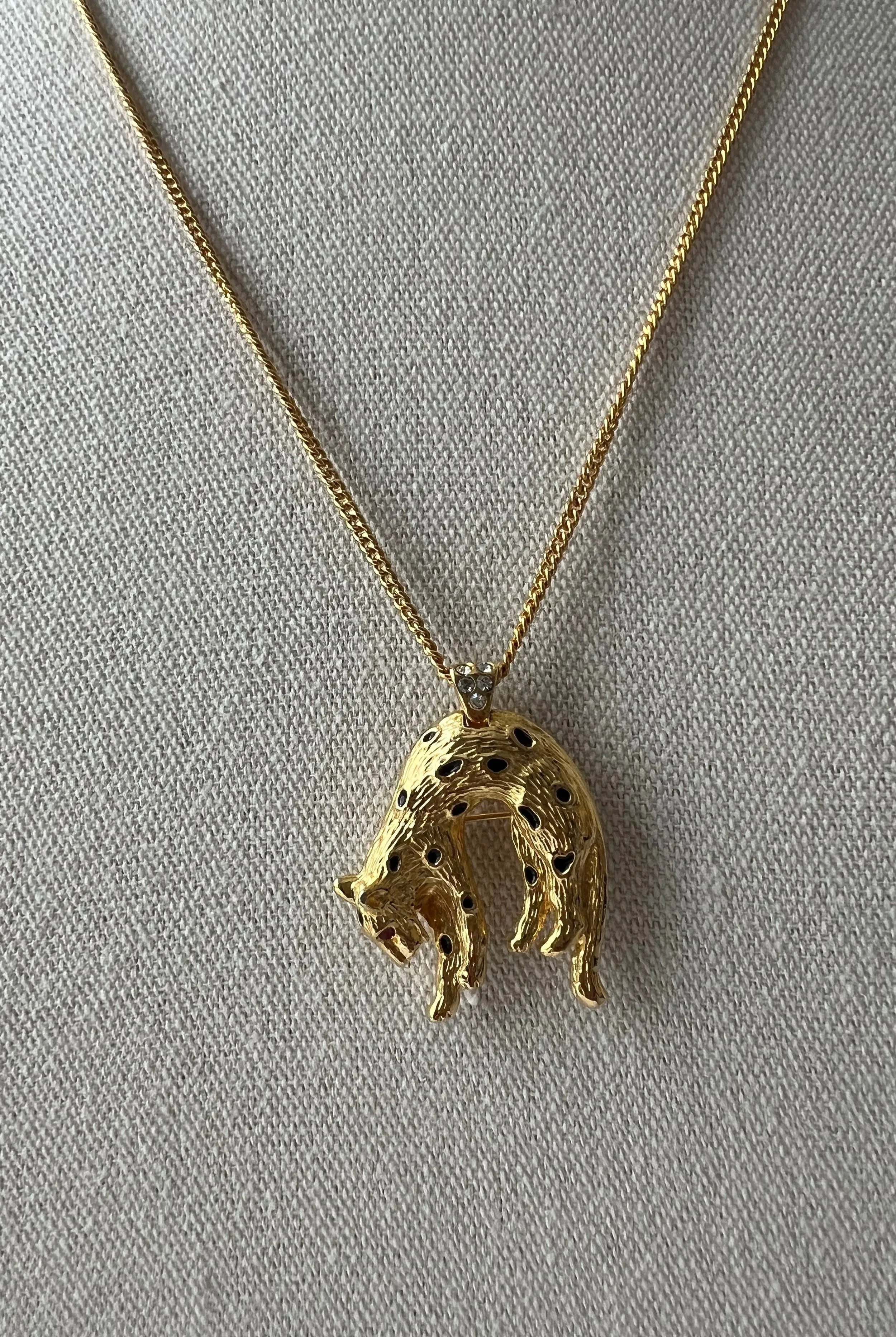 1970s Panther Pendant Necklace