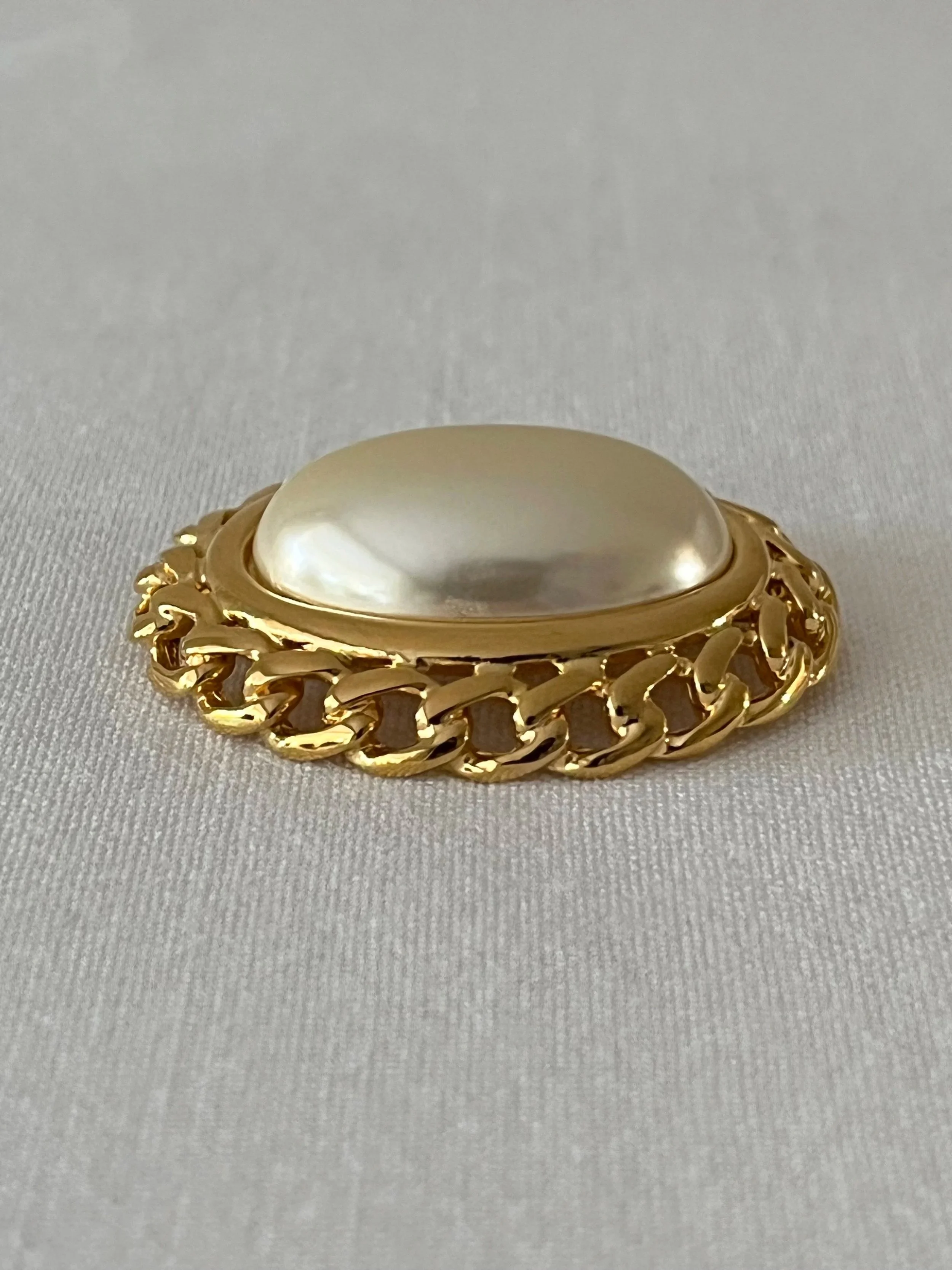 1980s Napier Faux Pearl Brooch Side View.jpg