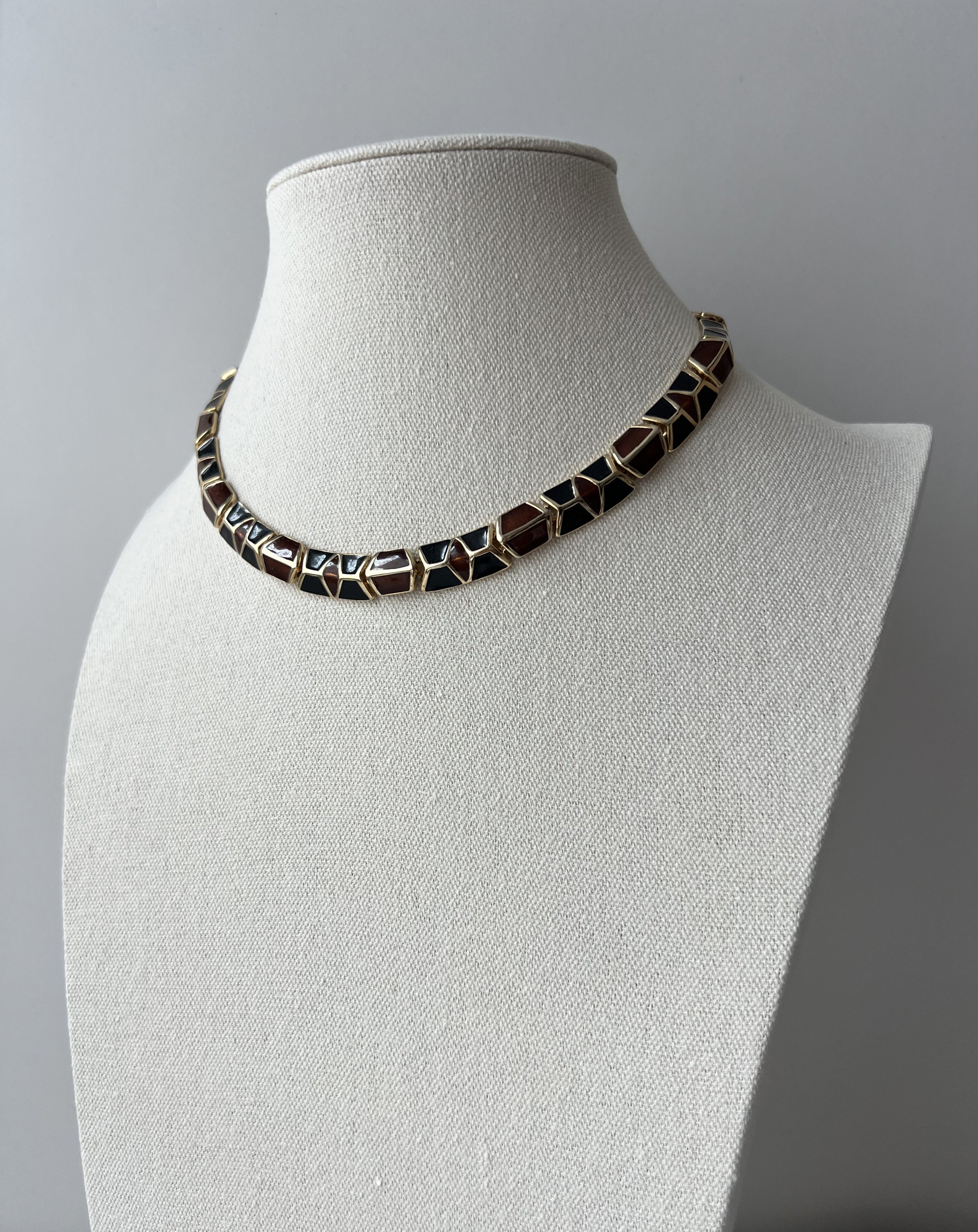 1980s Geometric Enamel Link Choker