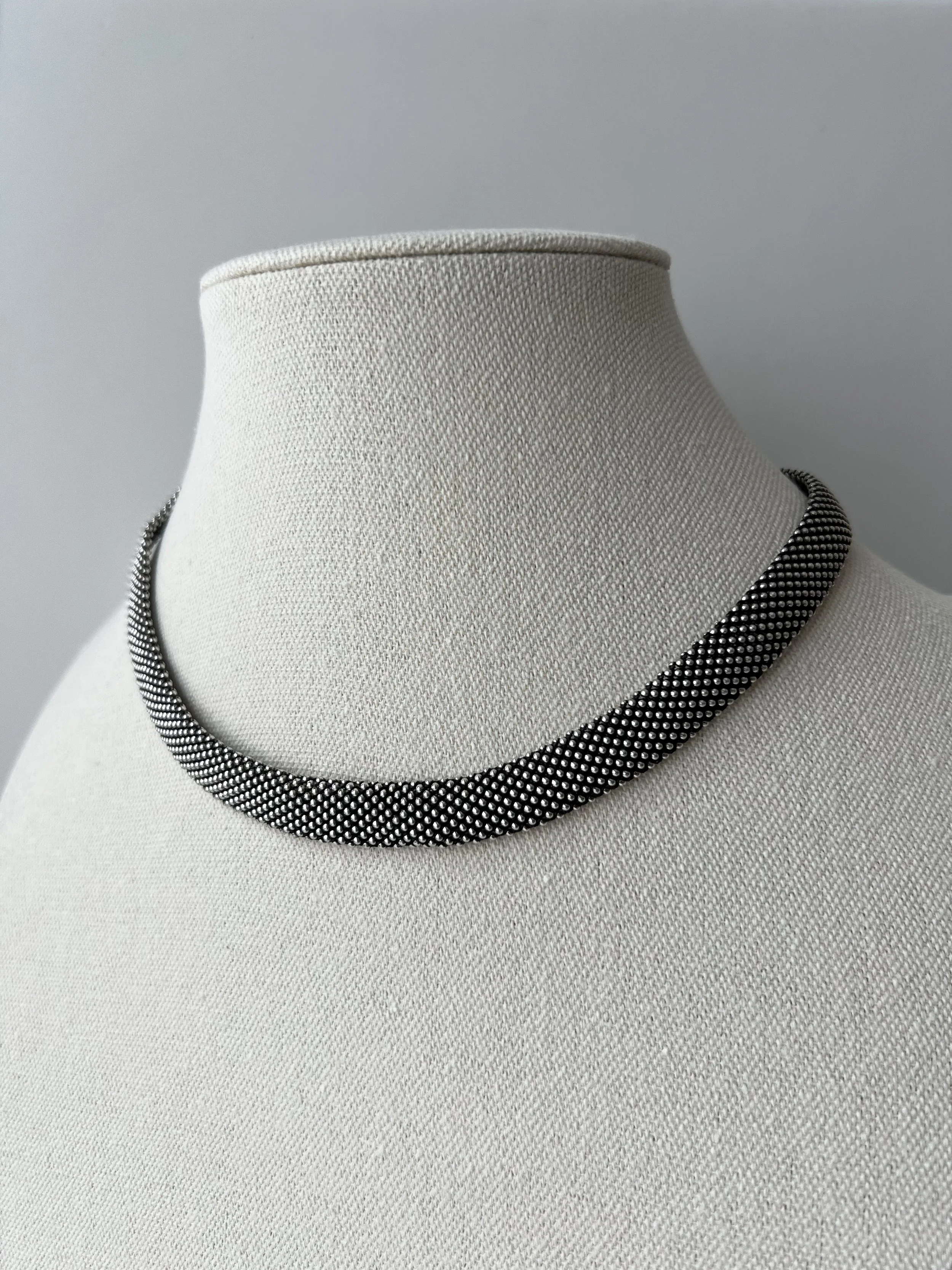 Italian Sterling Silver Beaded Choker