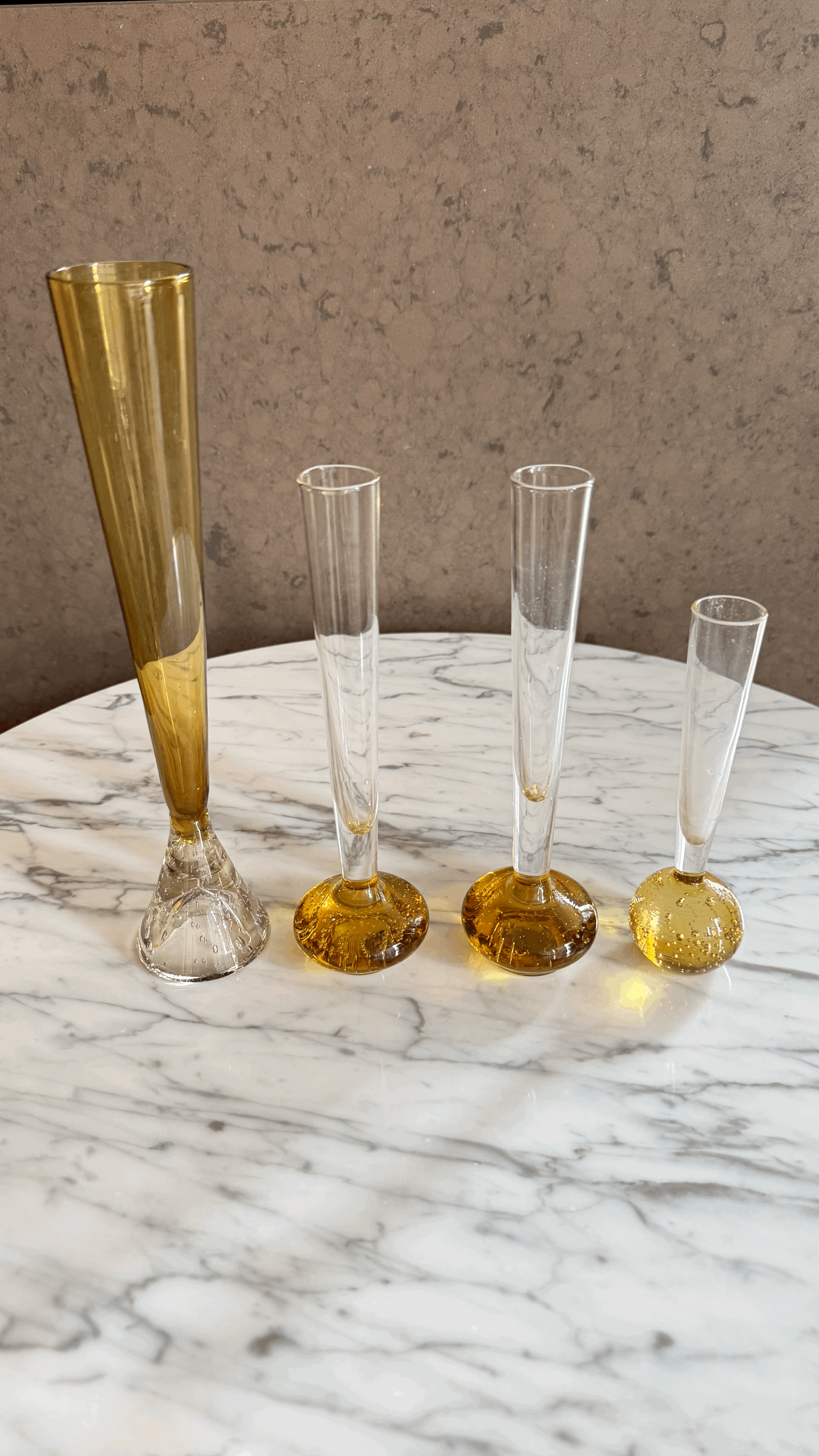1970s Amber Bud Vases