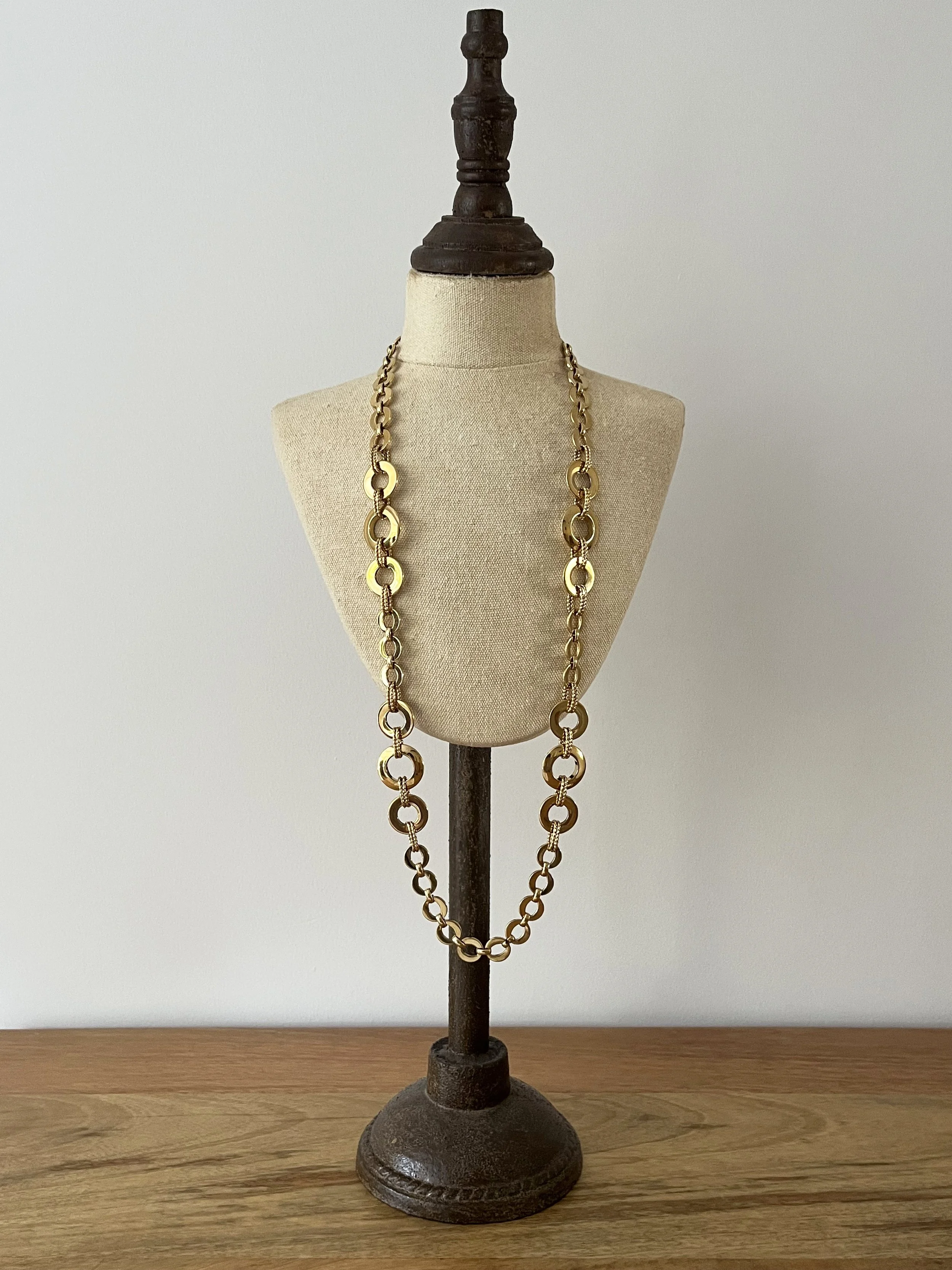 Trifari Gold Circular Long Chain