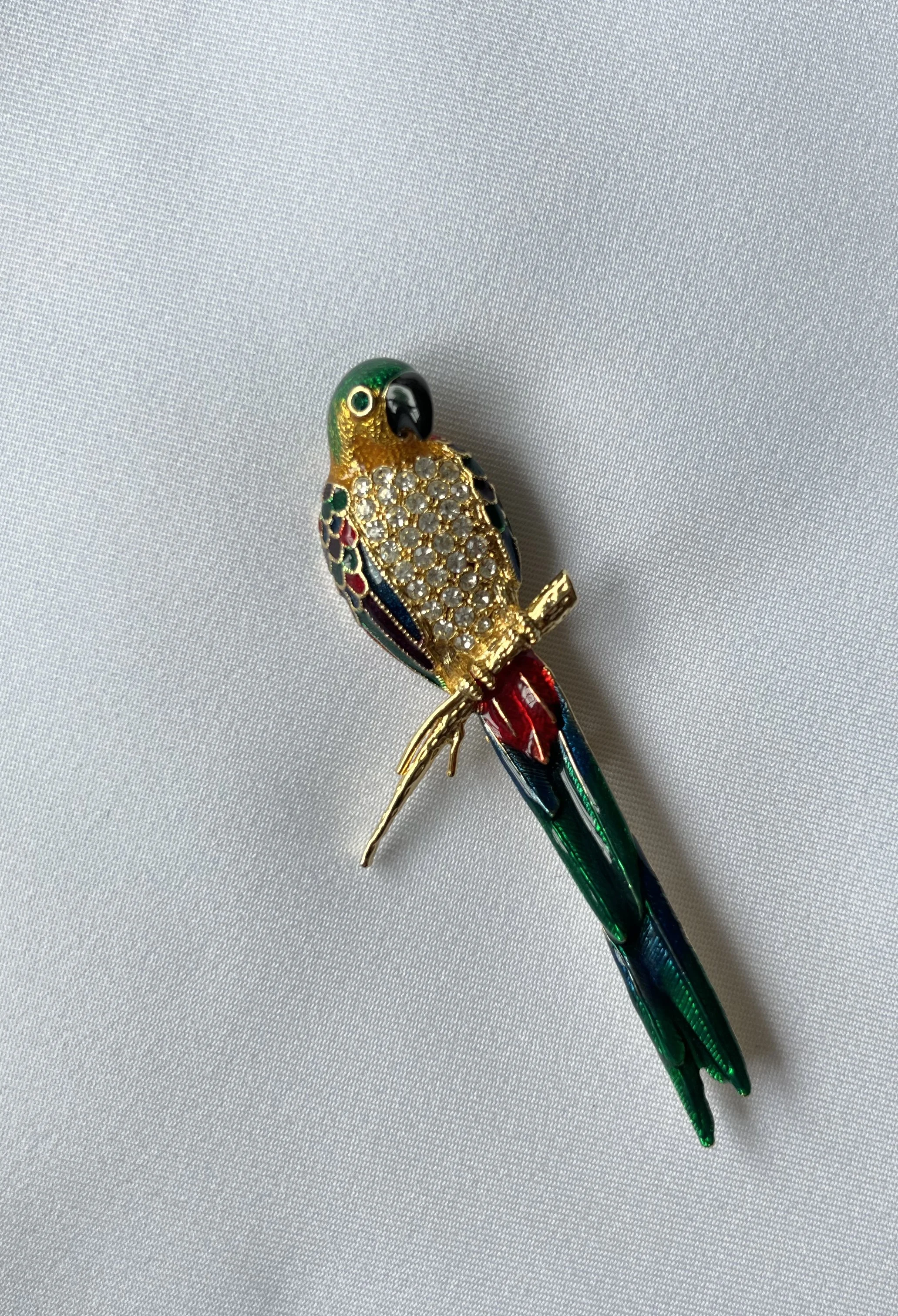 1990s Multi-Coloured Parrot Brooch