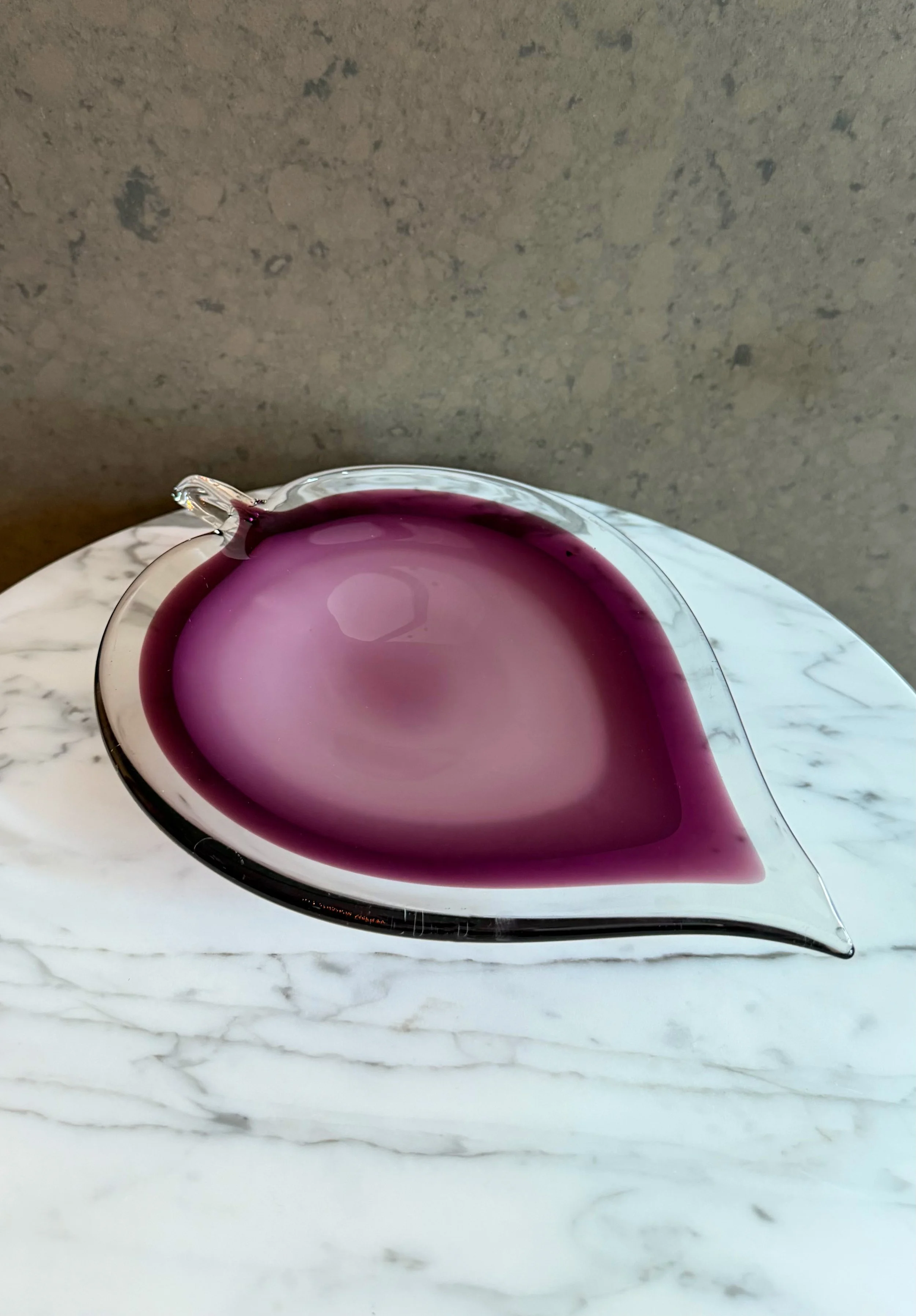 Mid-Century Leaf Form Glass Dish