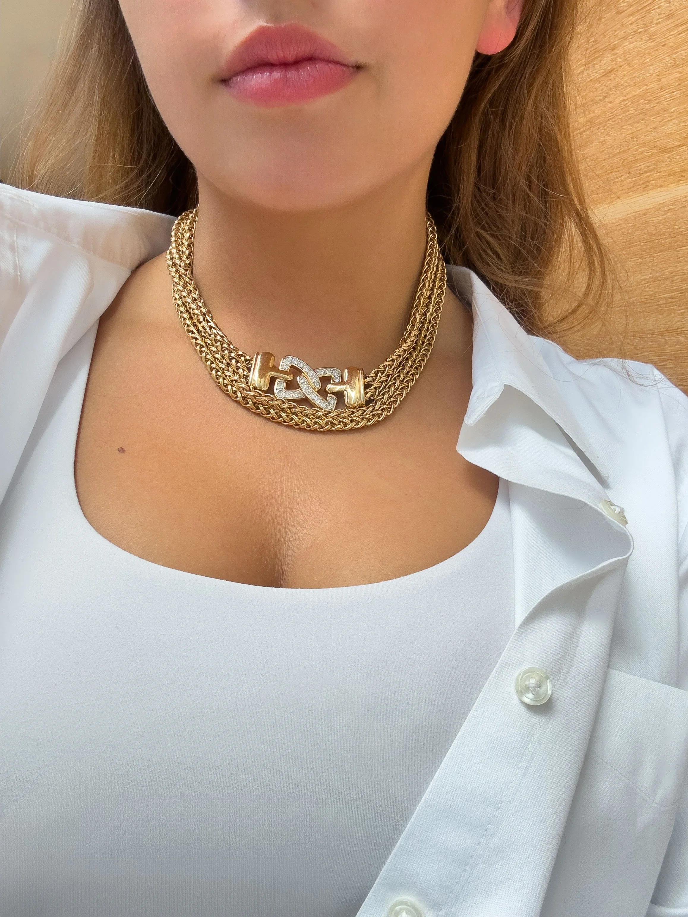 1980s Gold Diamanté Vintage Statement Necklace/Belt