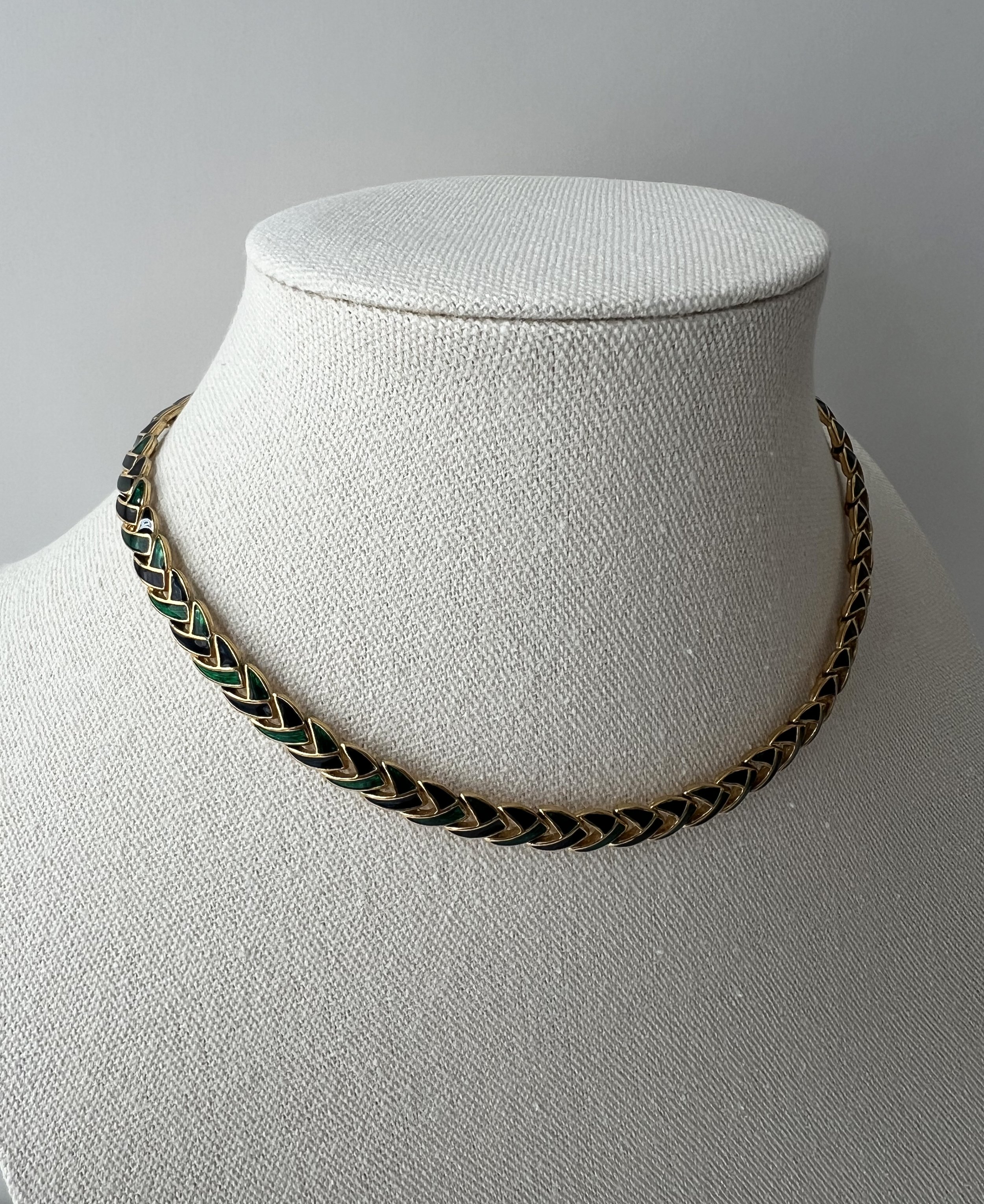 D'Orlan Blue and Green Enamel Choker
