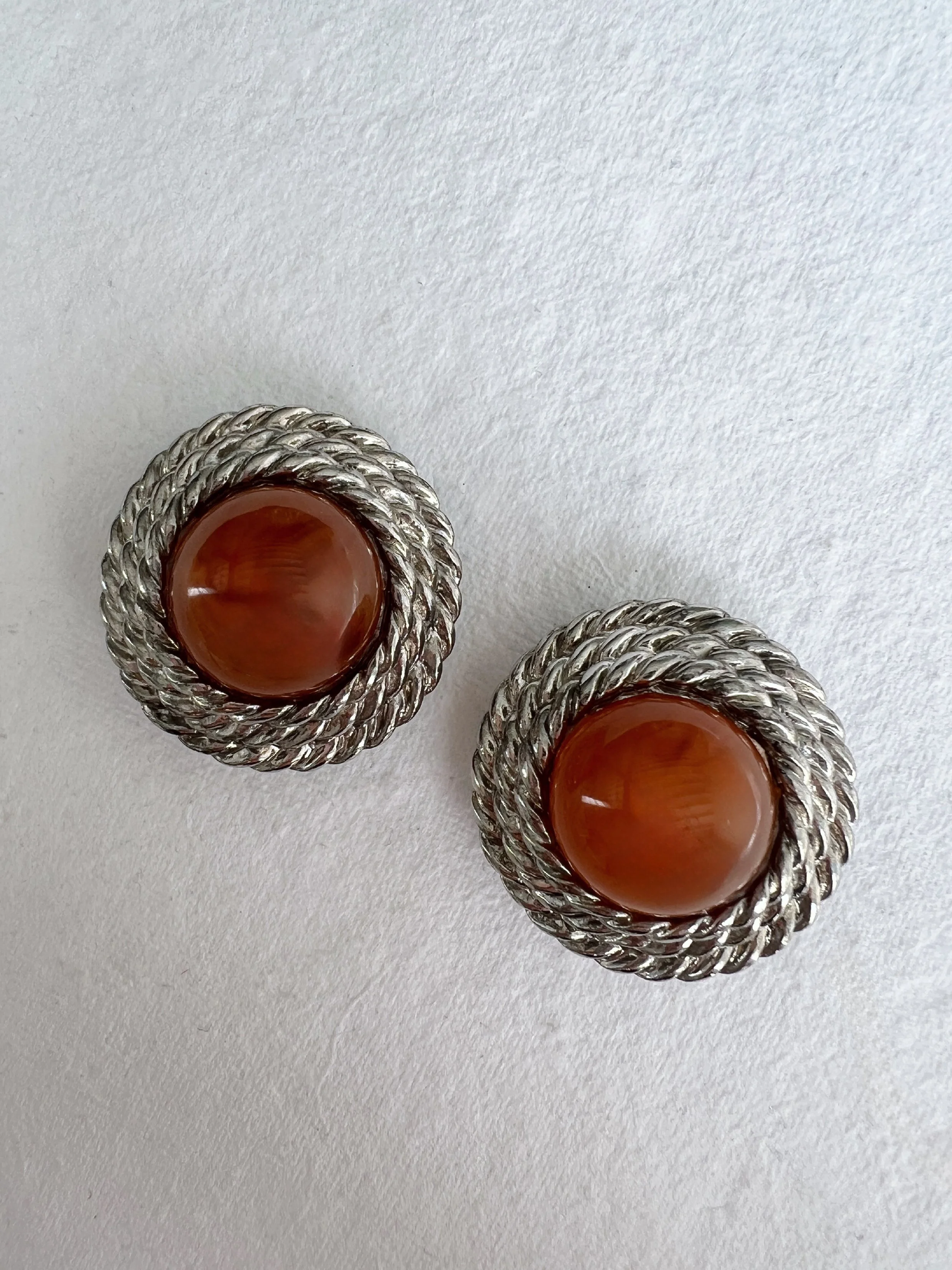 Frank Usher Orange and Silver Earrings