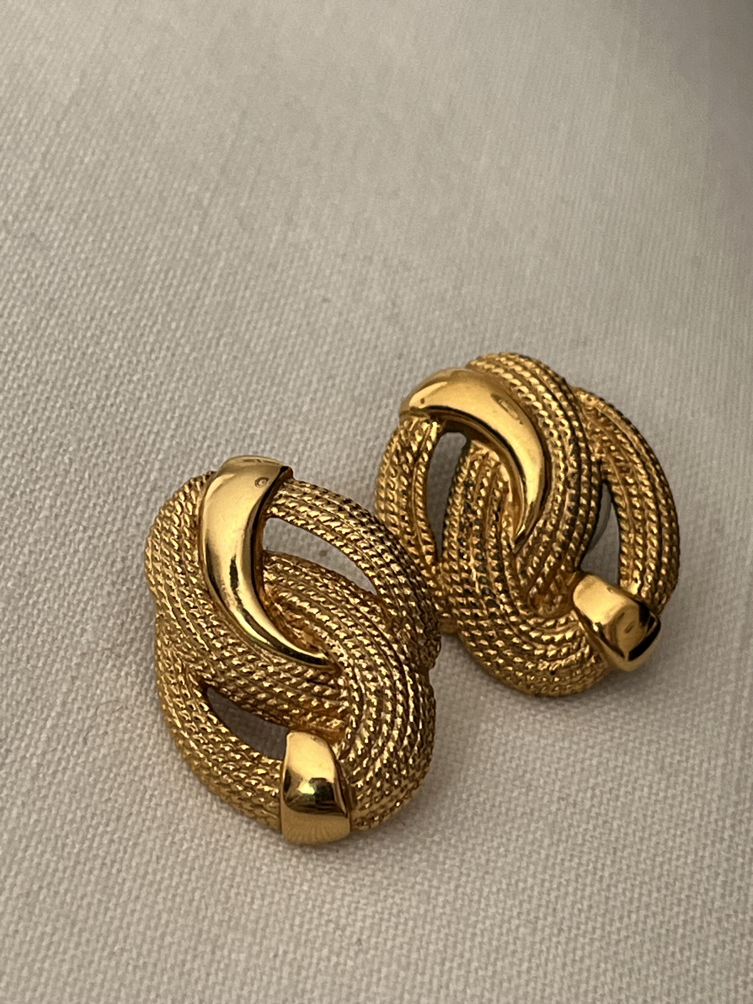 1980s Napier Gold Knot Earrings
