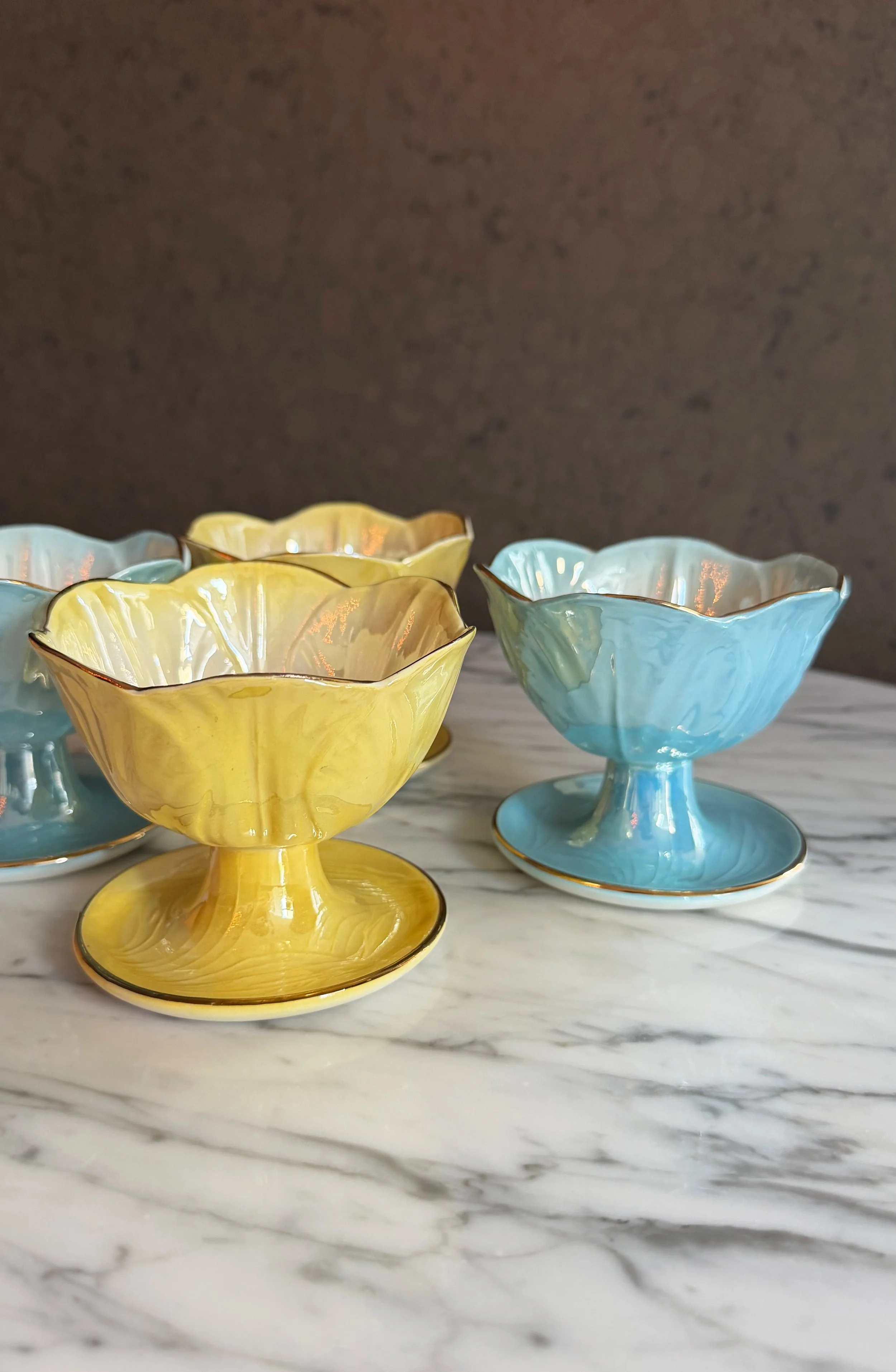 1930s Maling Pedestal Dessert Bowls