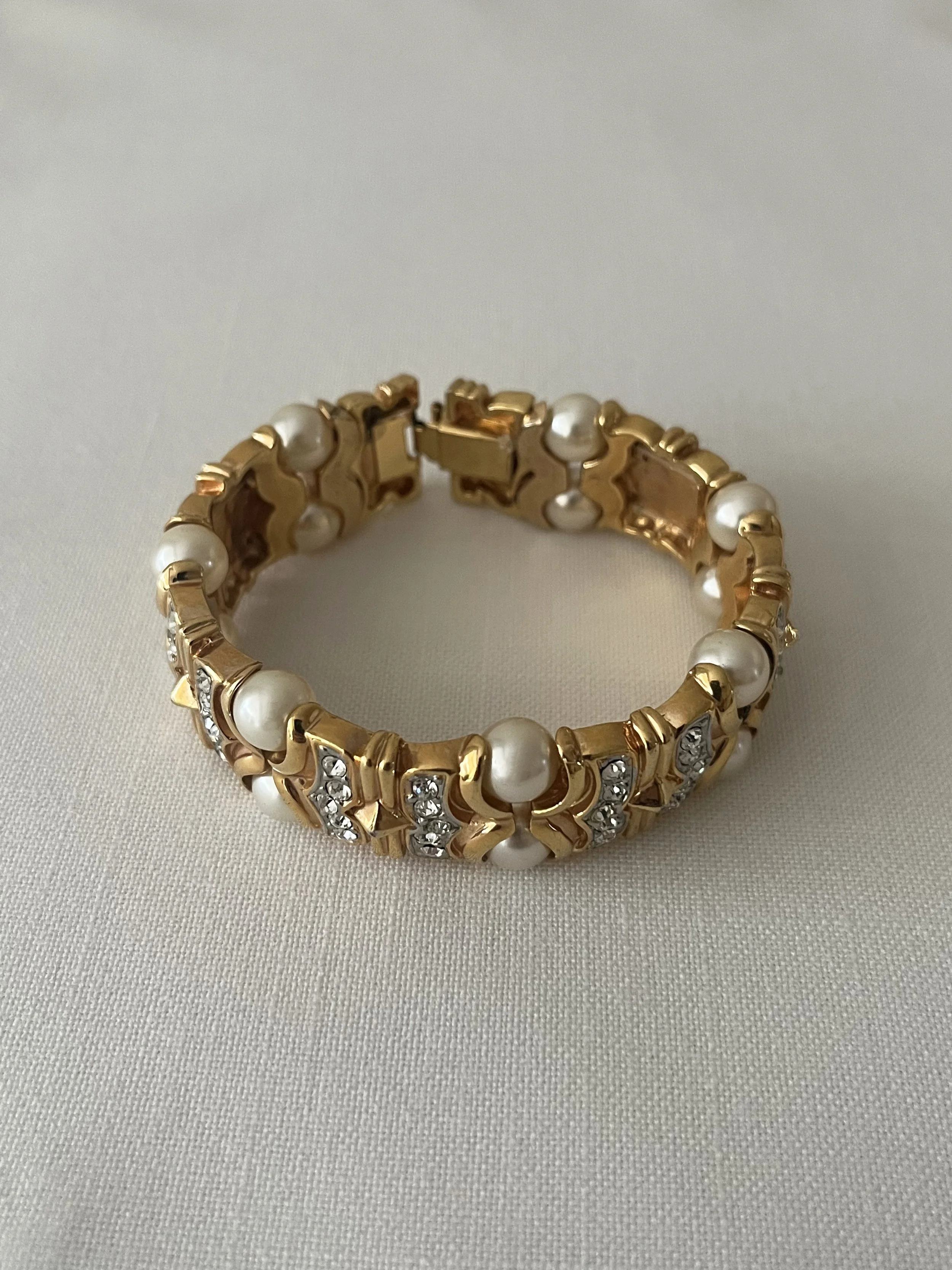 1990s Cabouchon Triple 18ct Gold Plated Bracelet