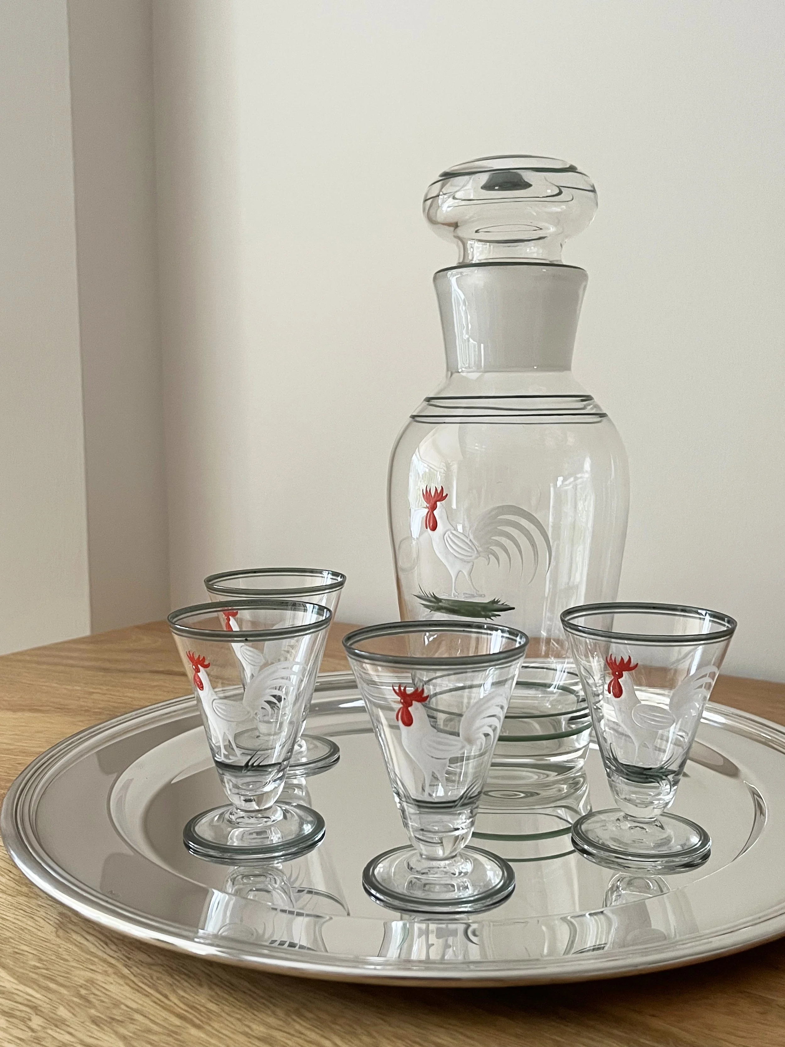 1930s French Rooster Cocktail Set