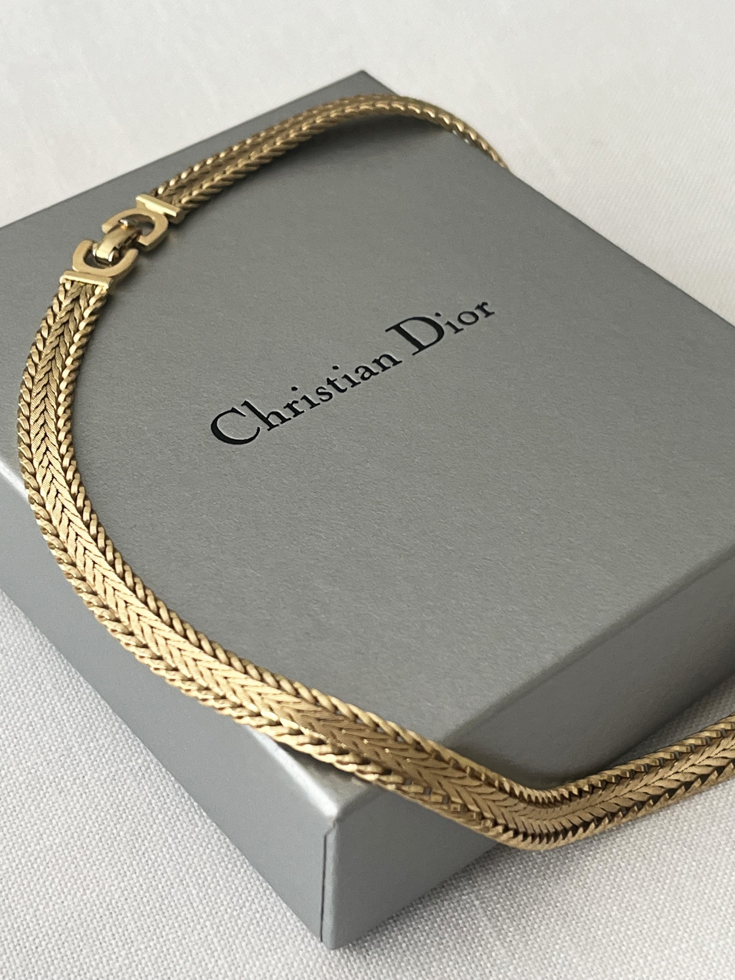 1970s Christian Dior Herringbone Choker