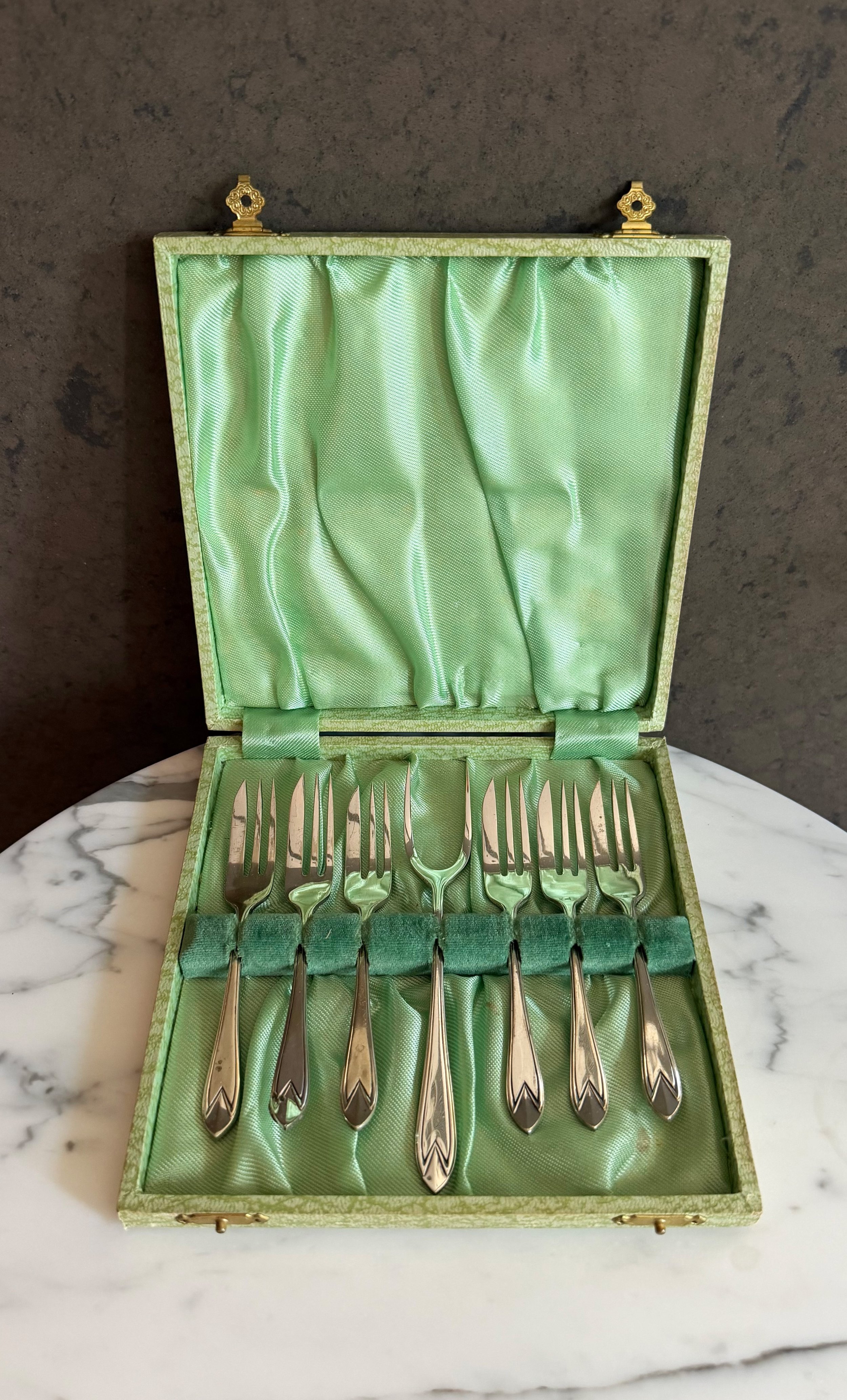 1970s Art Deco Dessert Fork Set