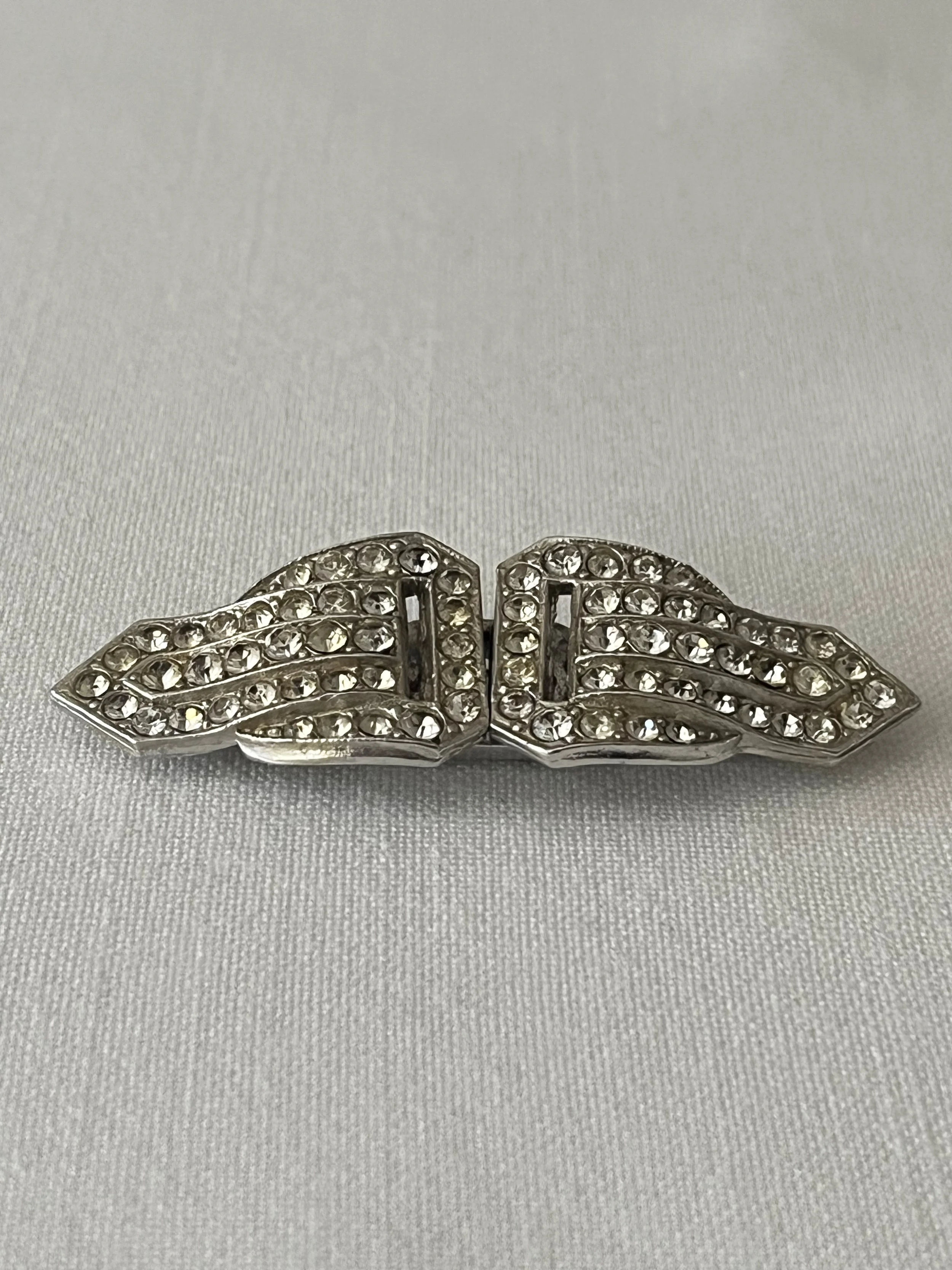 1930s Encrusted Silver Duette Brooch