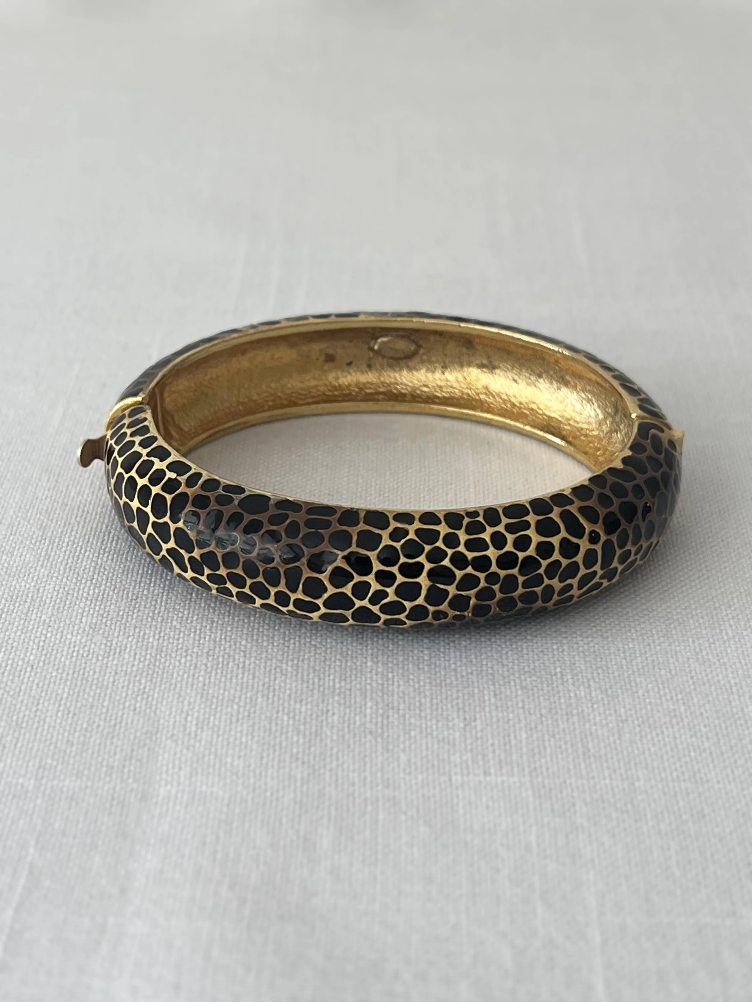 1990s Kenneth Jay Lane Enamel Leopard Bangle