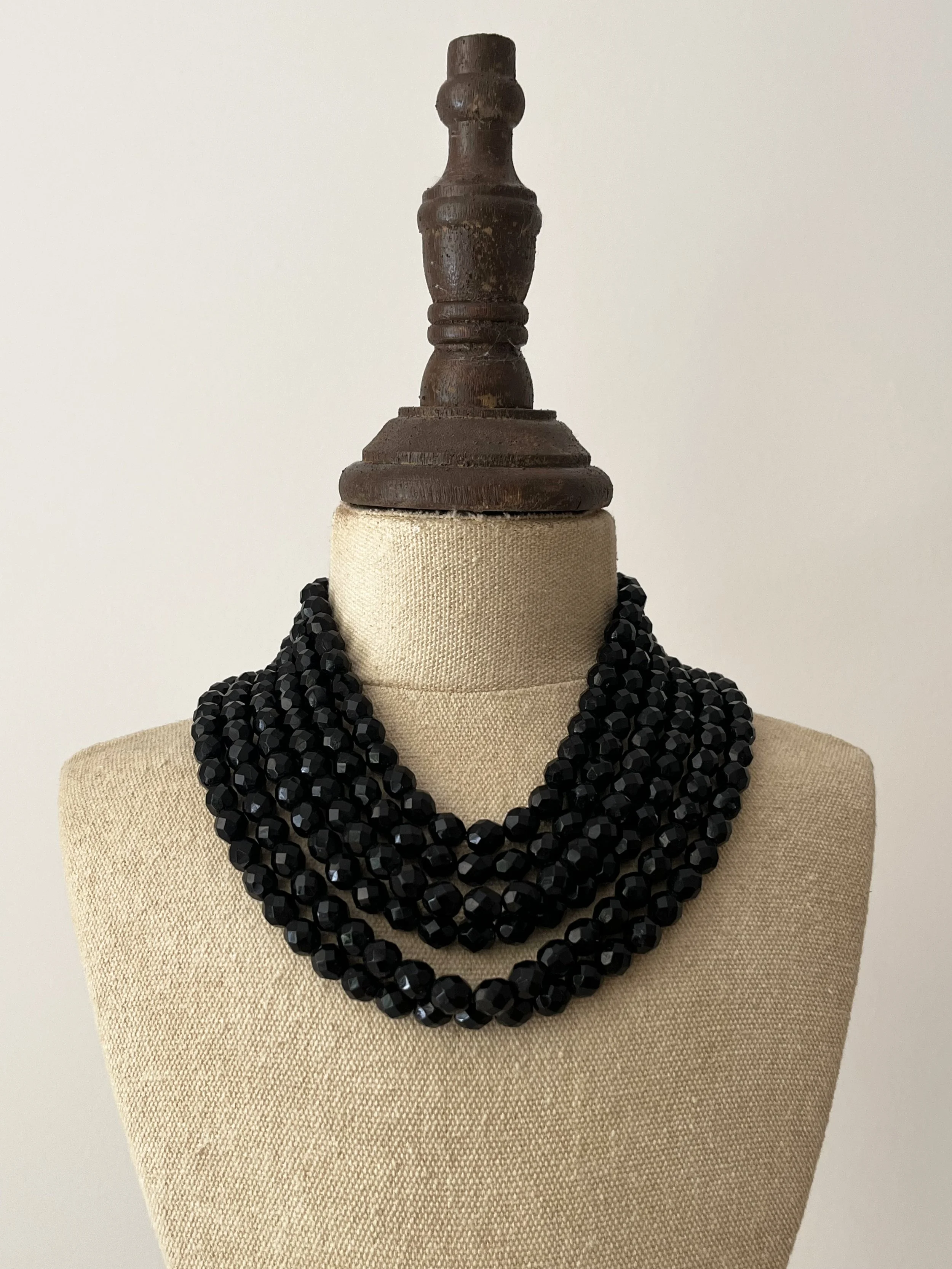 Black Multi-Strand Beaded Choker