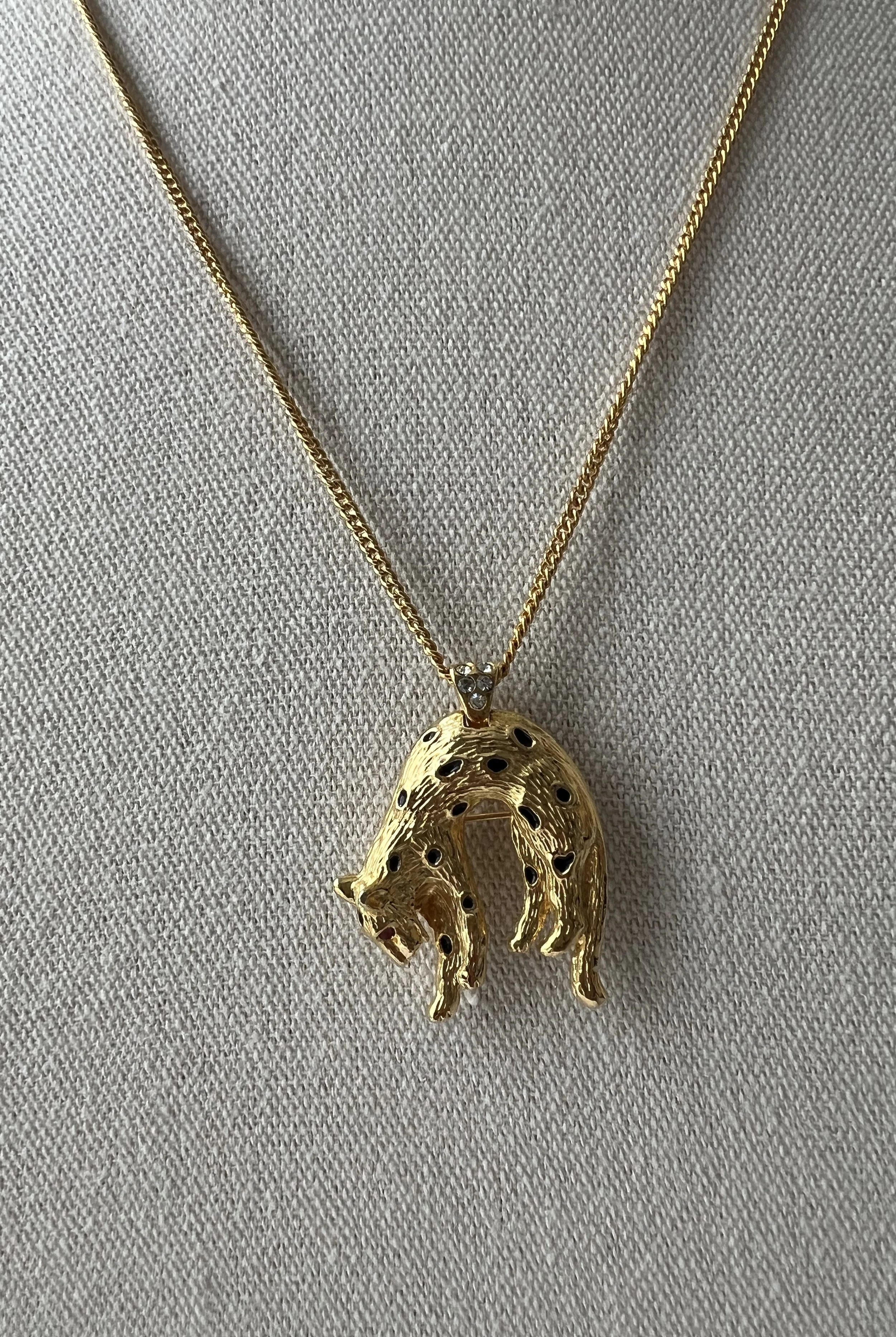 1970s Panther Pendant Necklace
