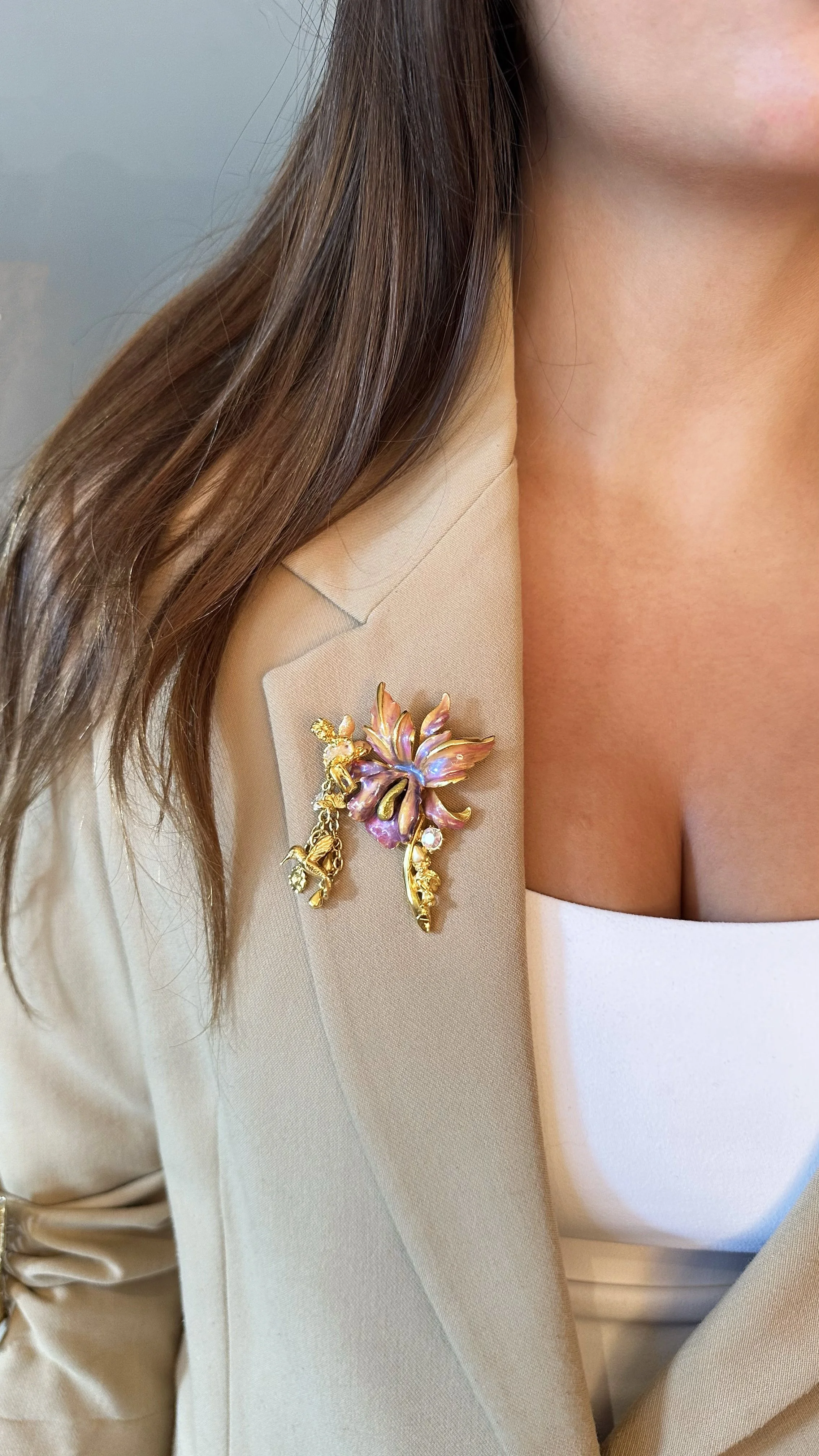 1990s Kirks Folly Iris Brooch