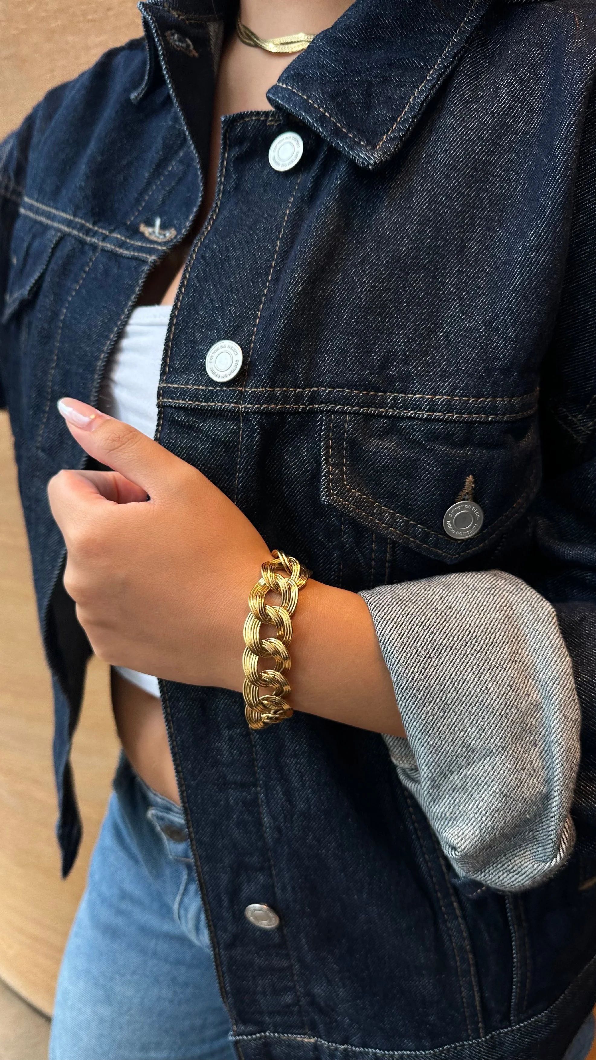 1980s Monet Gold Textured Curb Bracelet