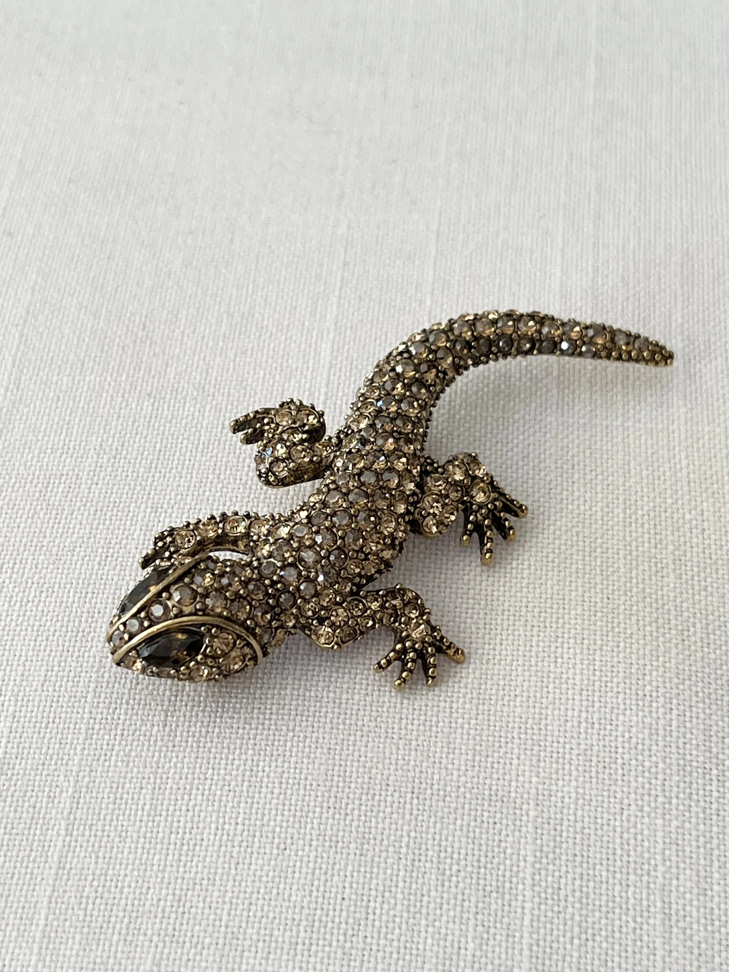 Vintage Rhinestone Gecko Brooch