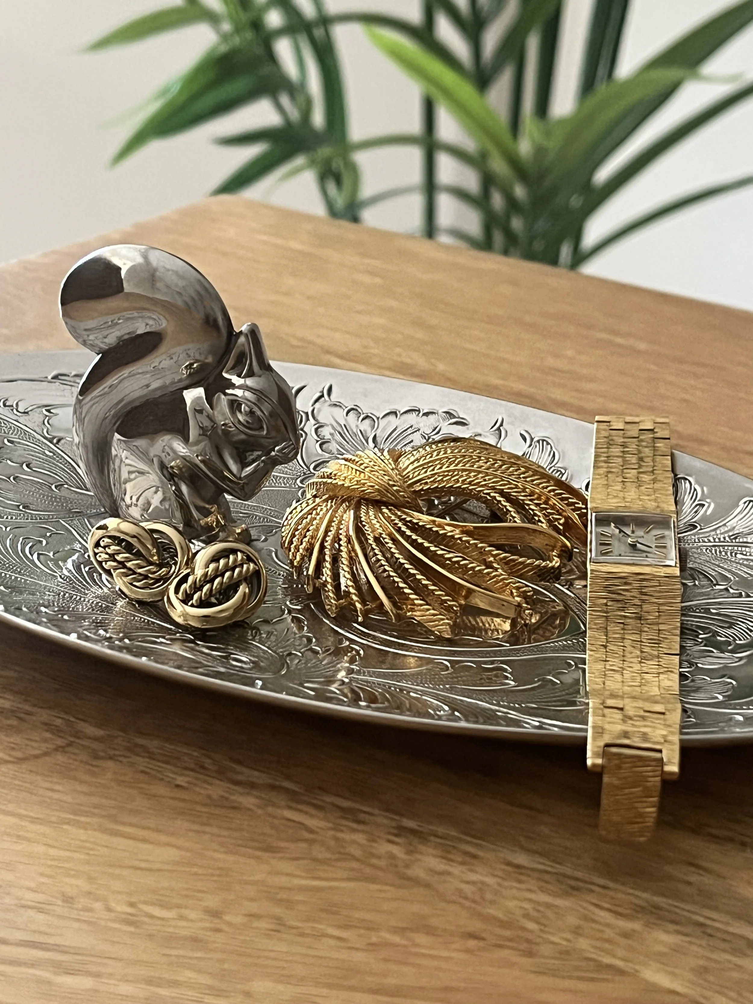1970s Silver-Plated Squirrel Trinket Dish