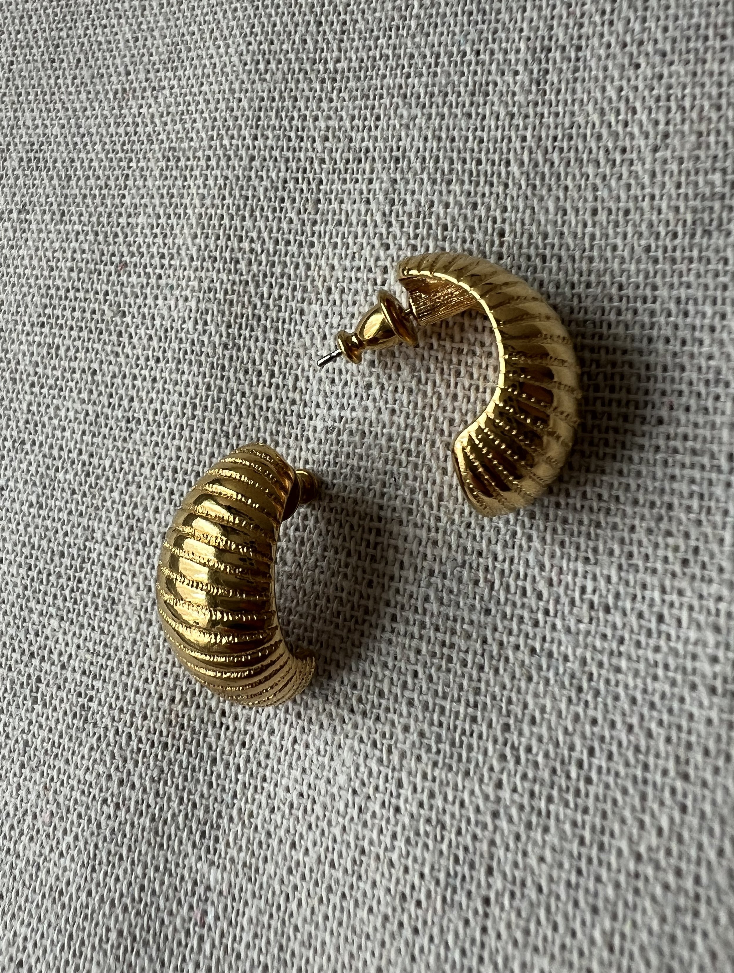 1980s Monet Demi Hoop Ribbed Earrings