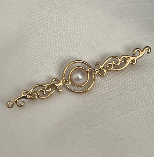 1980s Monet Faux Pearl Bar Brooch