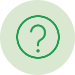 An icon with a light green background featuring a circle with a question mark inside.
