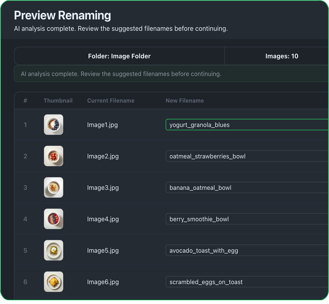 AI preview image renaming