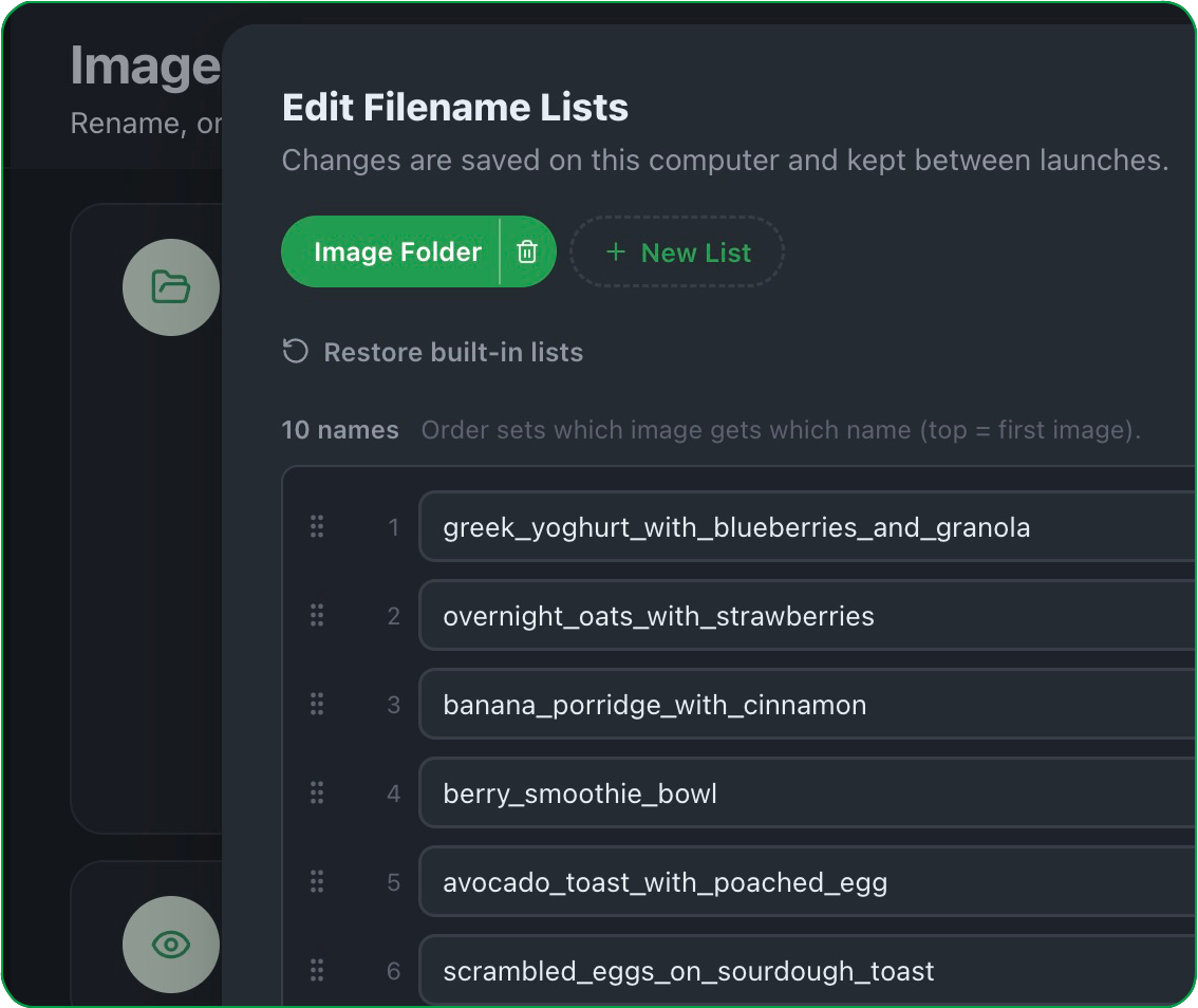 Filename lists