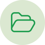 Icon of a green folder on a light green background