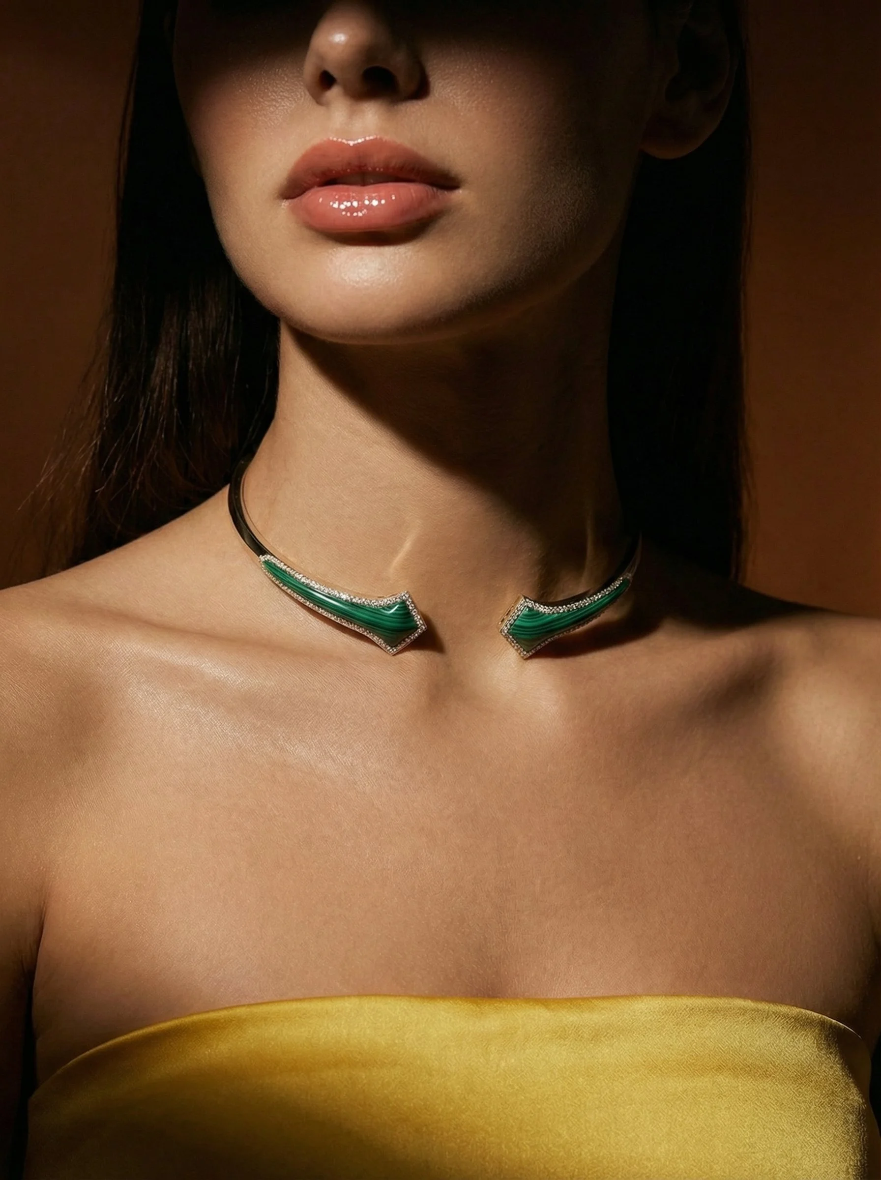 Fable-AllStable-Collection-TheMare-choker-Malachite-925SterlingSilver-YellowGoldVermeil