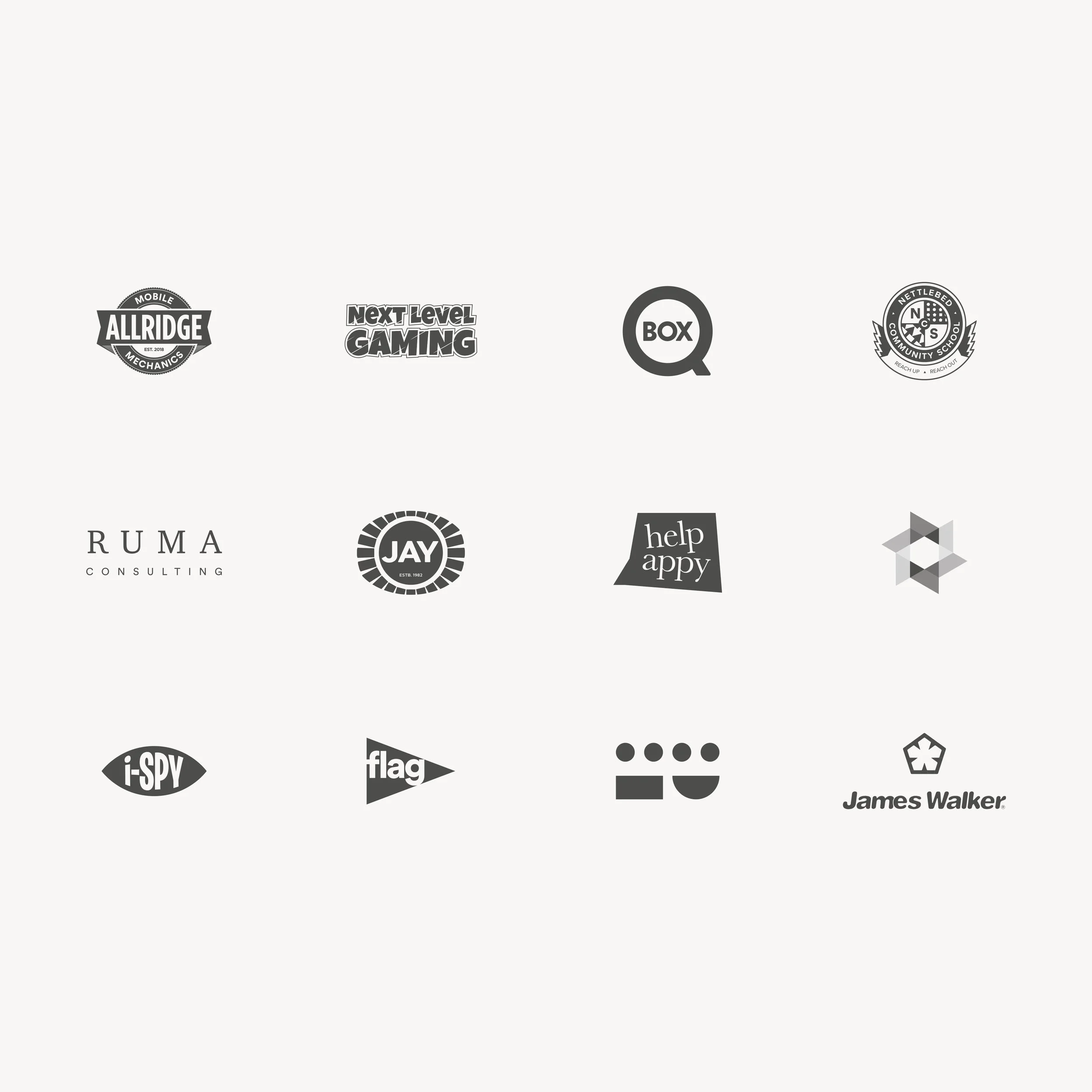 Selection of logo and brand identity work by Lovell Creative