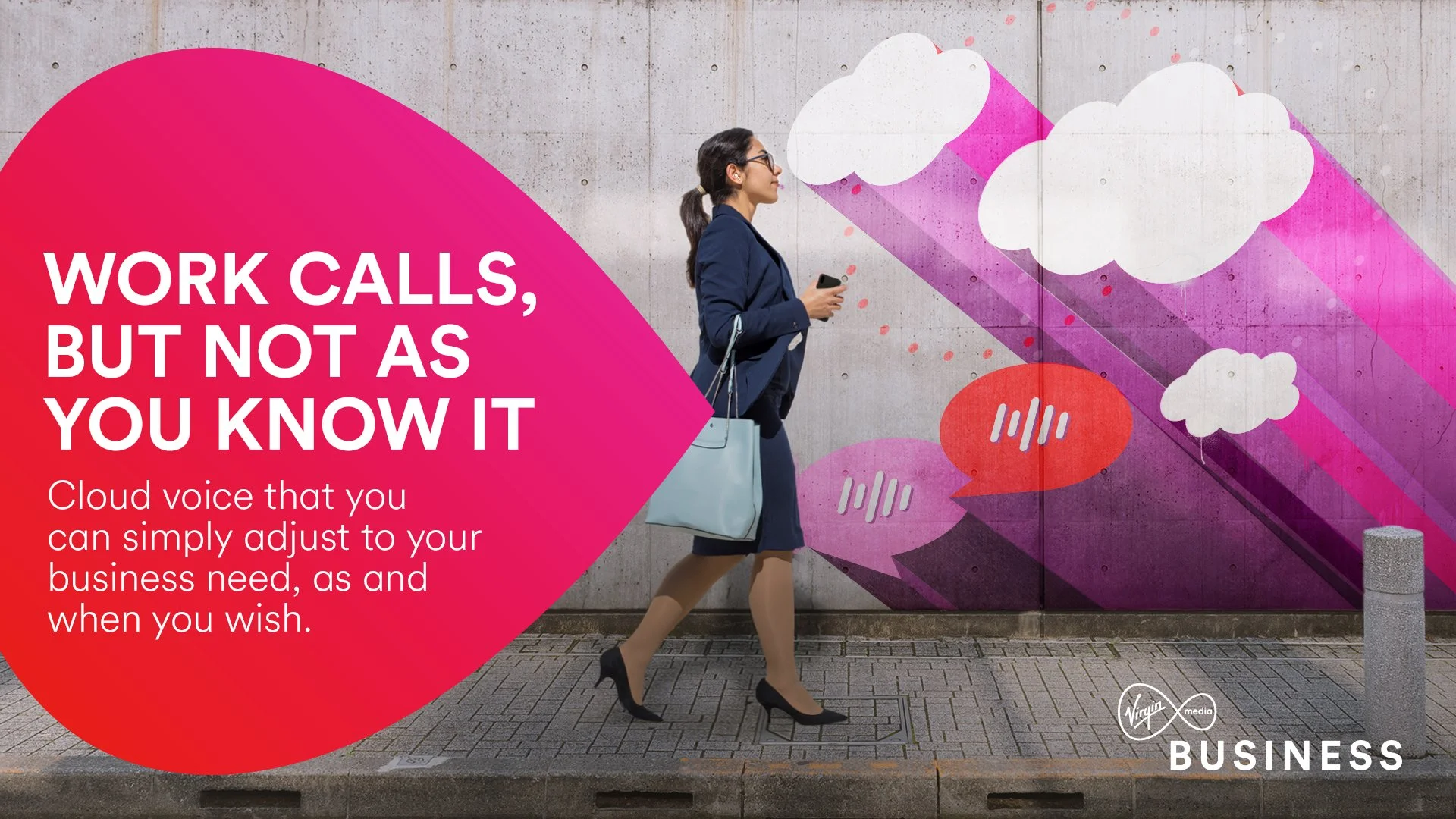 Virgin Media Business cloud voice campaign ad with street art graphic