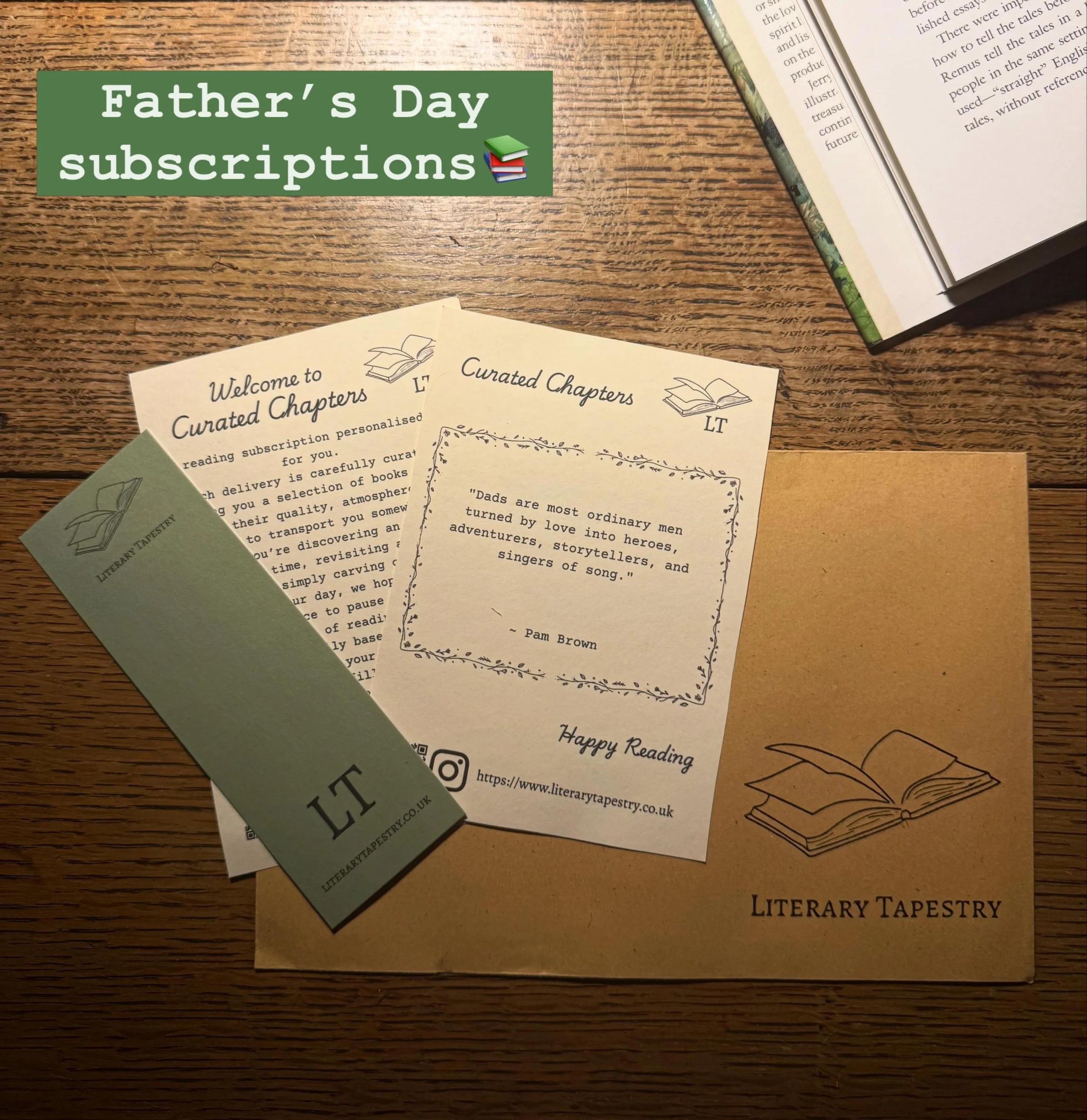 This evening is being spent sealing Father&rsquo;s Day subscription welcome letters, ready to head out in tomorrow&rsquo;s post.

Inside, subscribers will find their welcome letter, questionnaire links, and a beautiful quote from Australian poet Pam 