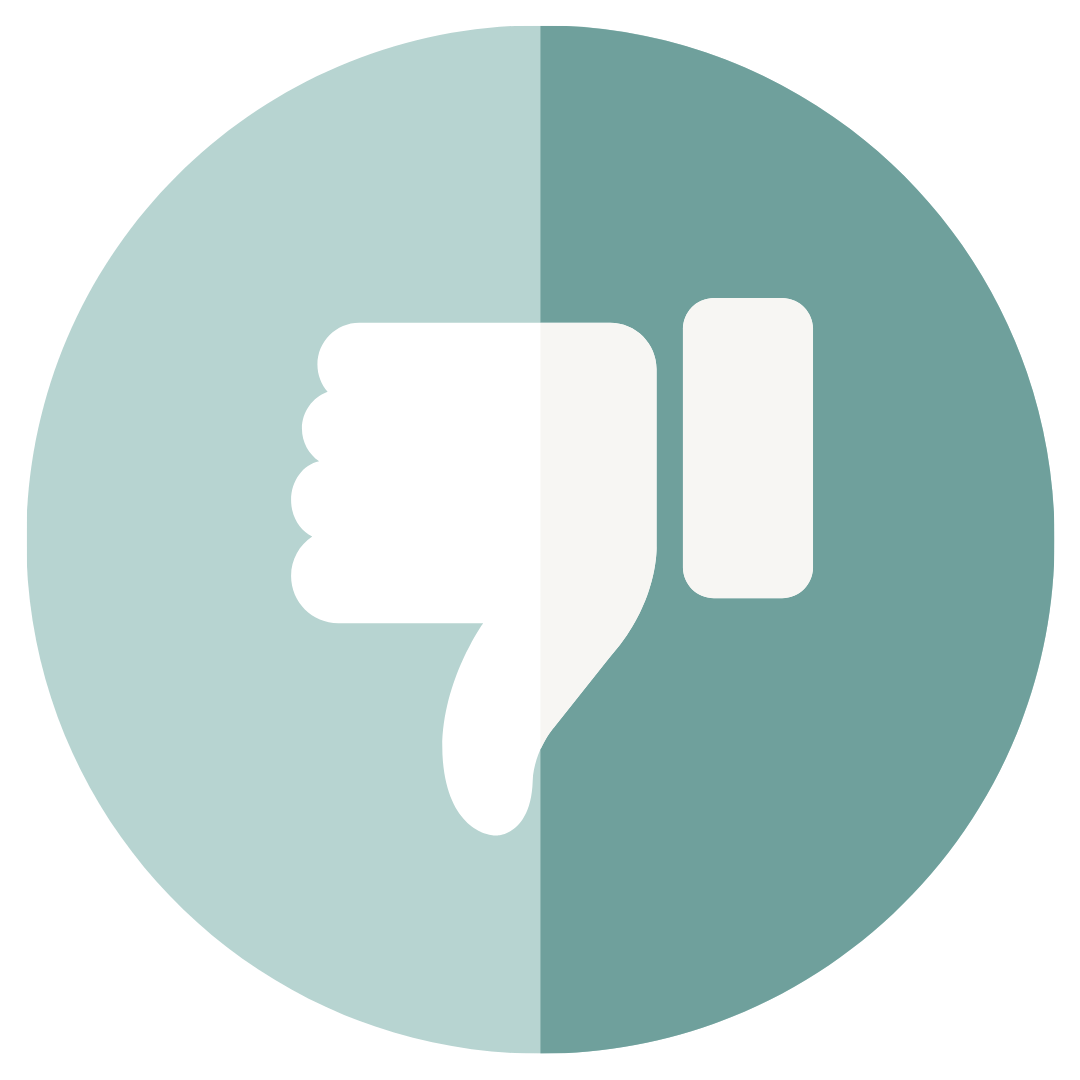 Thumbs down symbol indicating disapproval or dislike.
