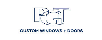 PGT logo with the text 'Custom Windows + Doors' beneath it.