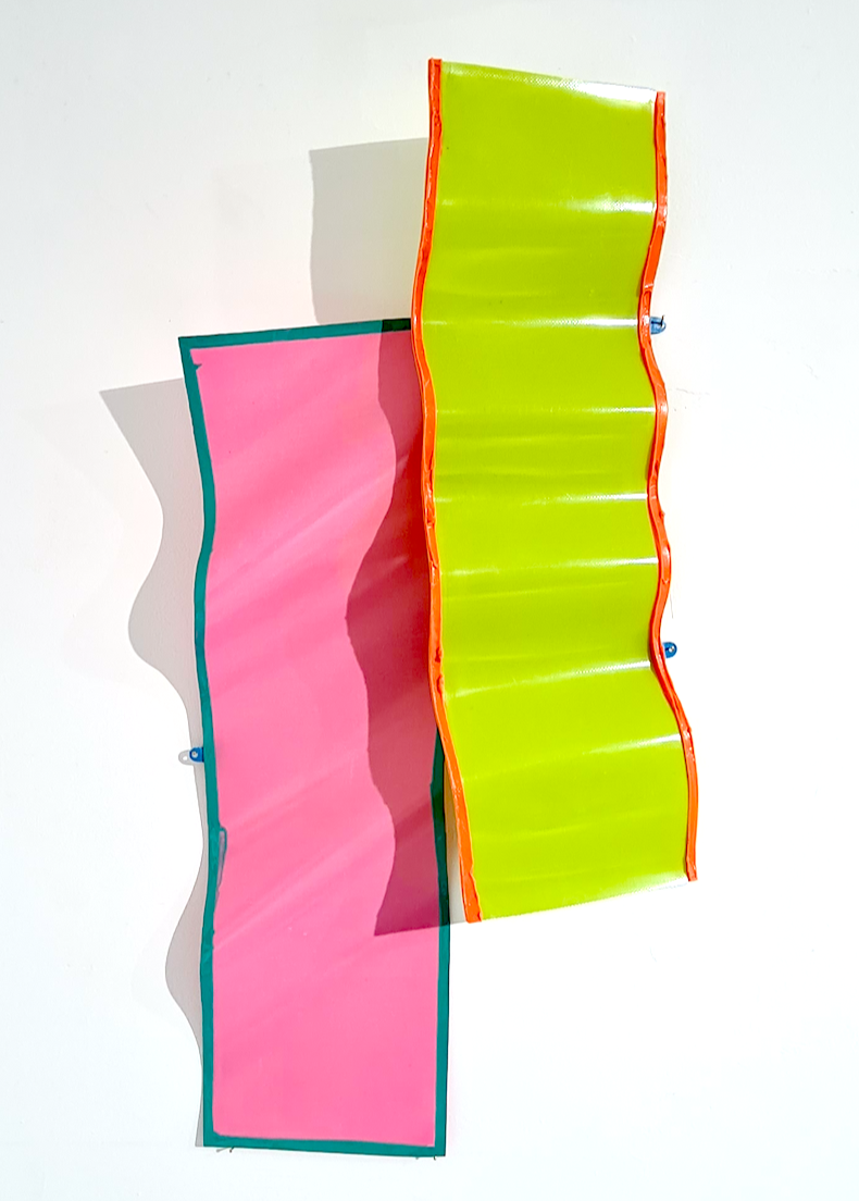 Sam Heaton, resin wall sculpture in pink and lime green, WAKE II, Scenius Gallery Sligo, 2026