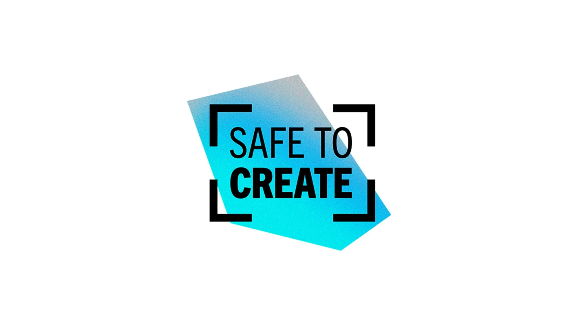 Text that reads 'Safe to Create' on a blue geometric background with black corner markers.