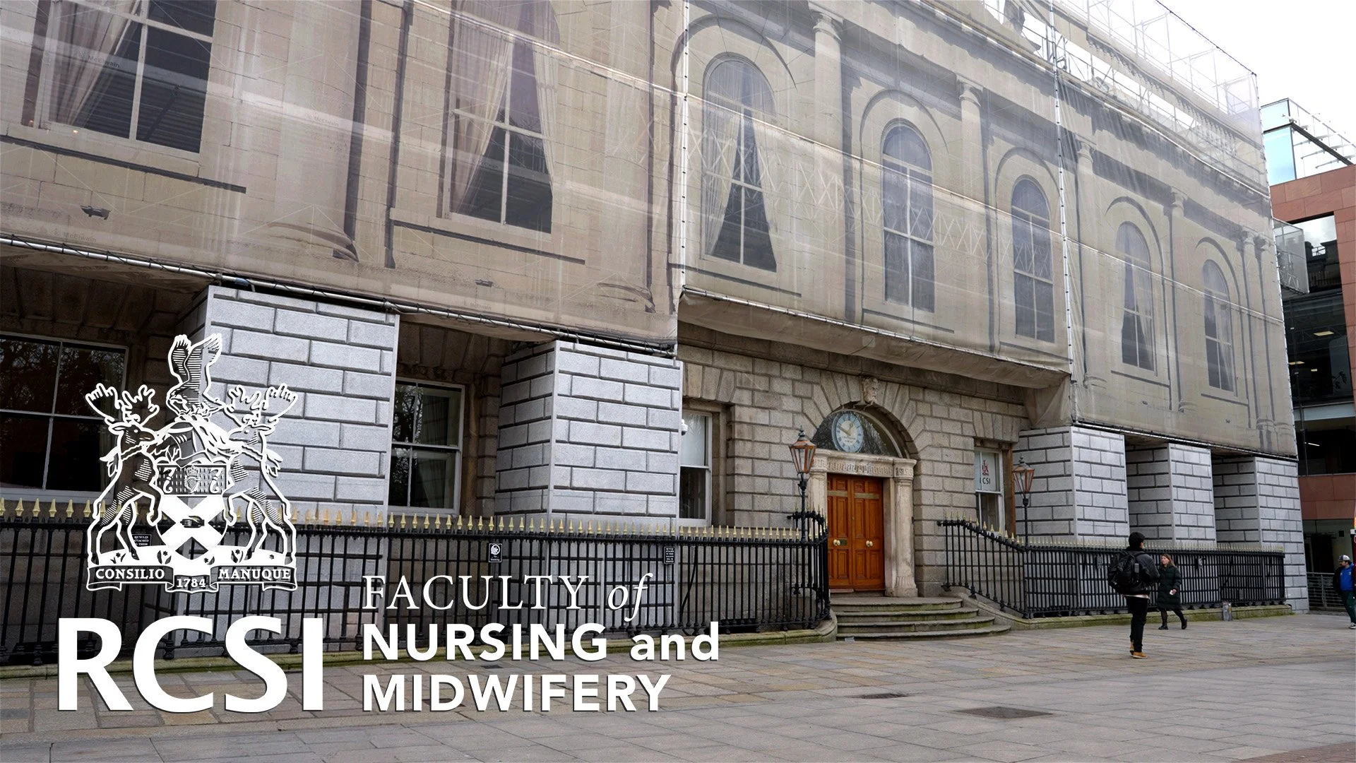 The building of the Faculty of Nursing and Midwifery at RCSI with the university's logo and the entrance visible.