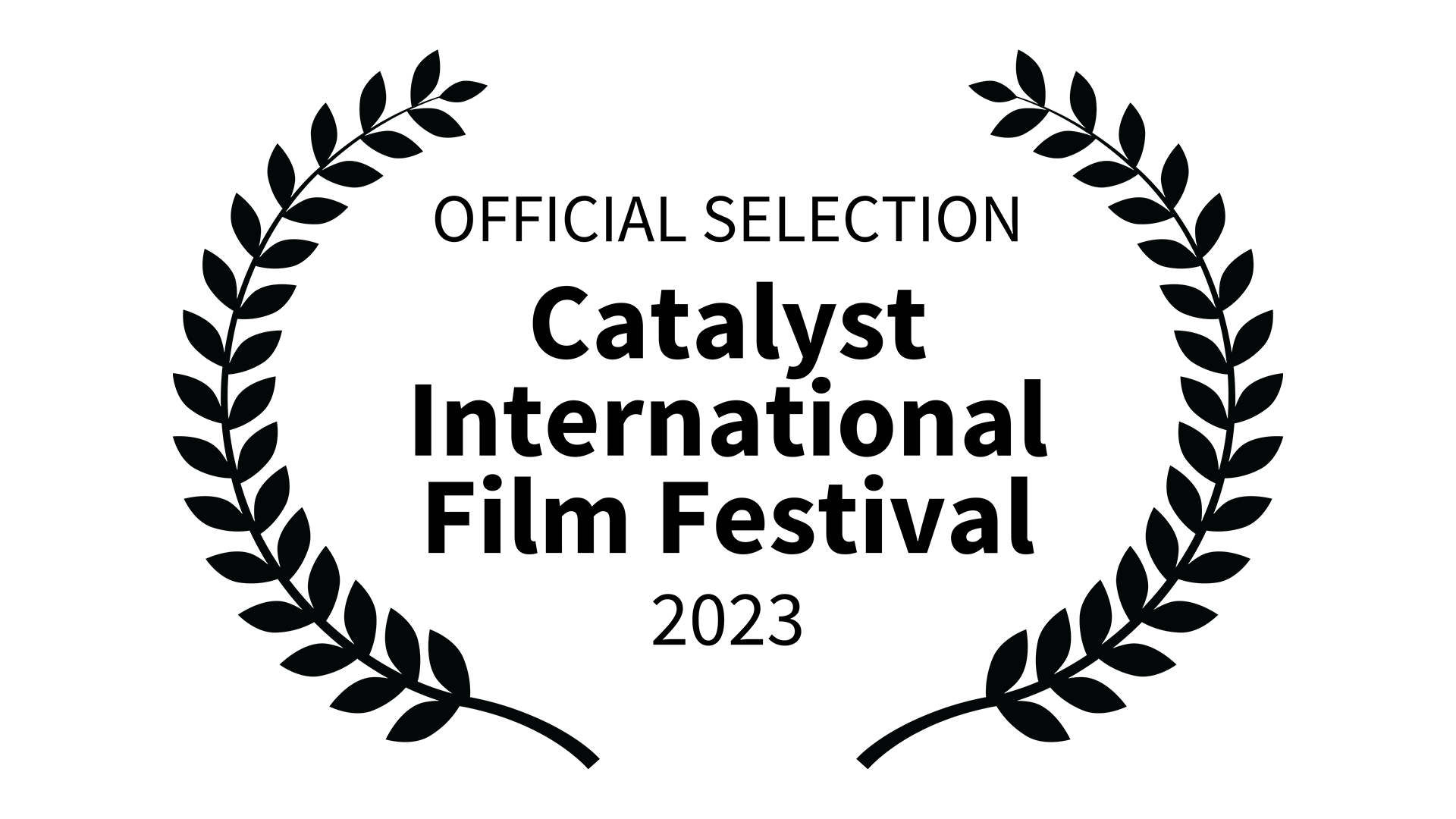 Black award emblem with laurel branches and space for text in the center