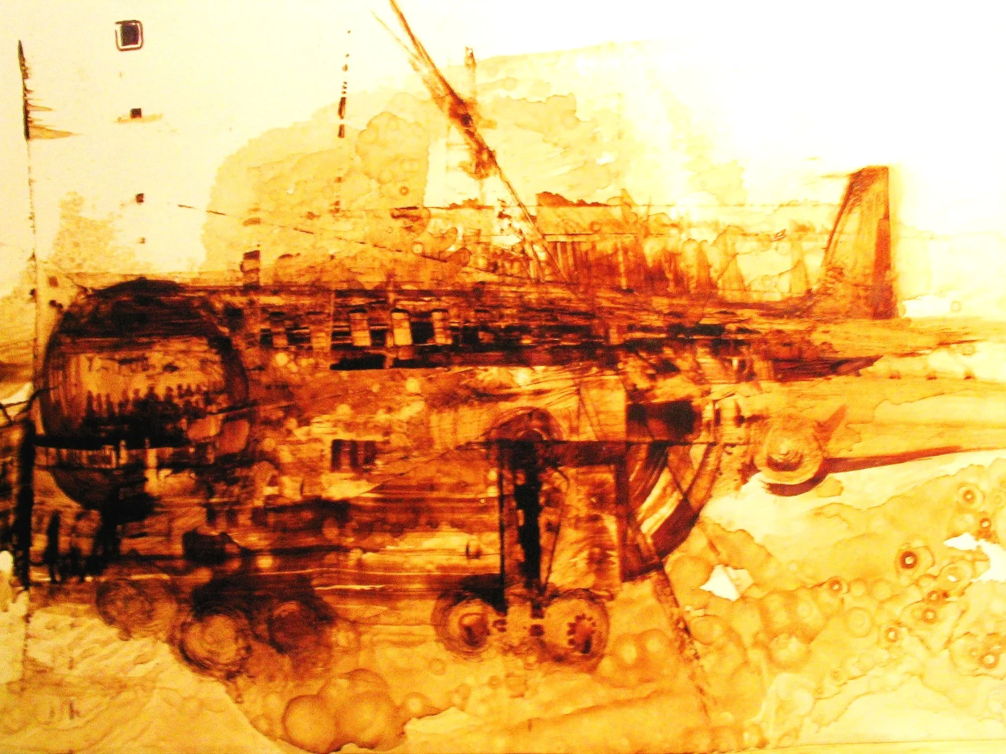 The airplane. Asphalt paint on canvas.
Gonzalo Varela