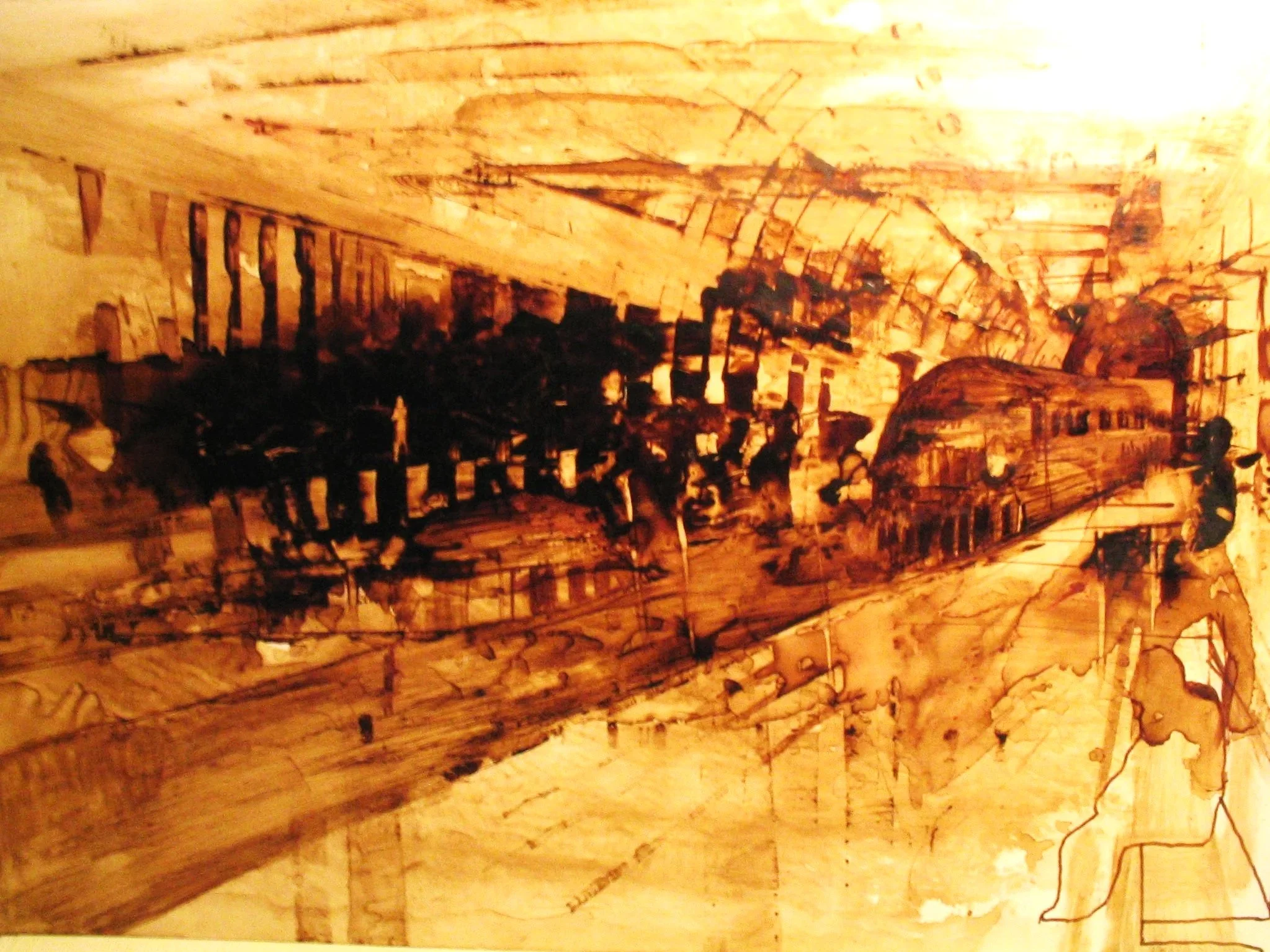 The subway. Asphalt paint on canvas.
Gonzalo Varela.