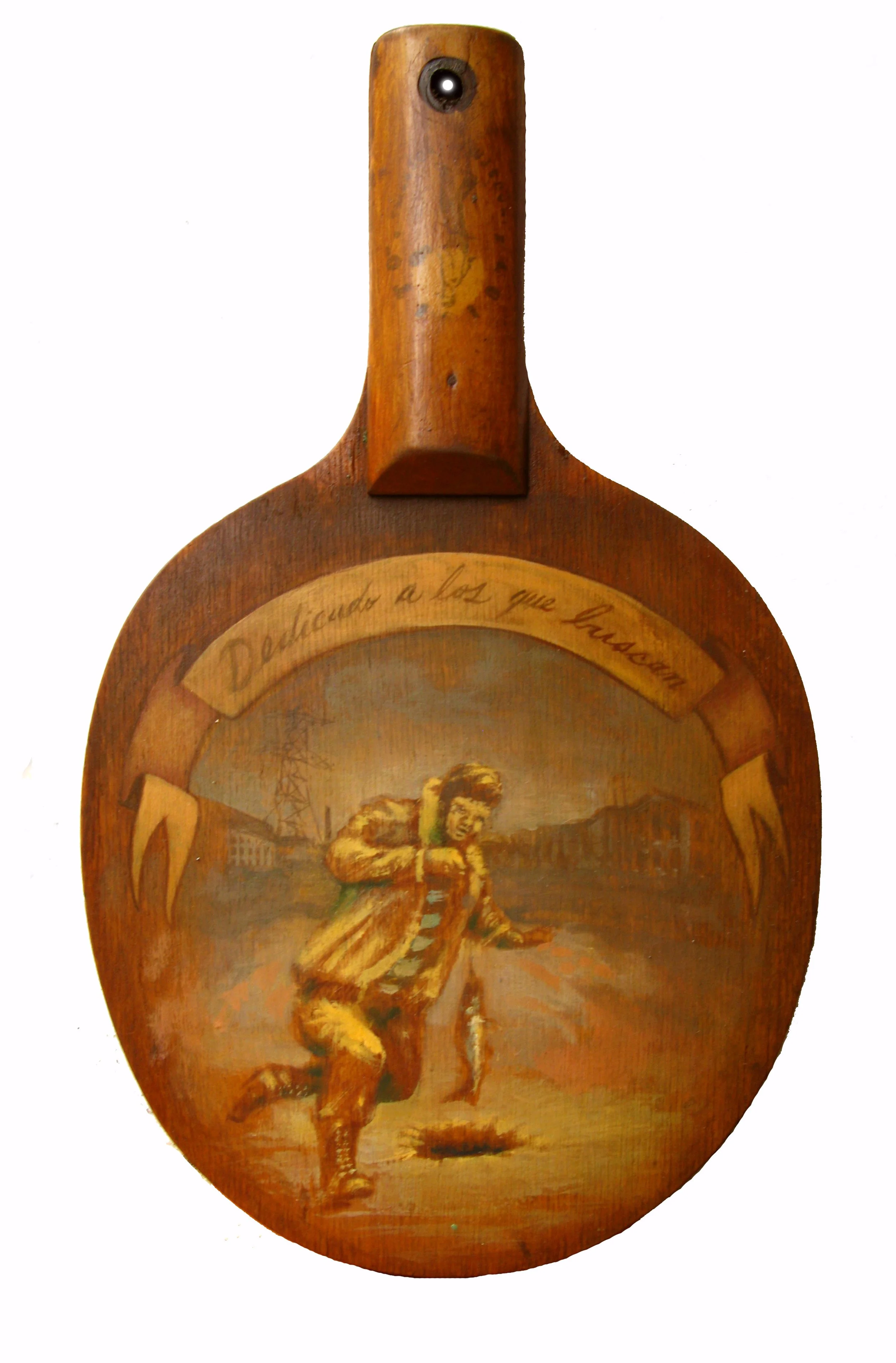 Dedicated to those who seek. 
Acrylic on ping pong paddle.