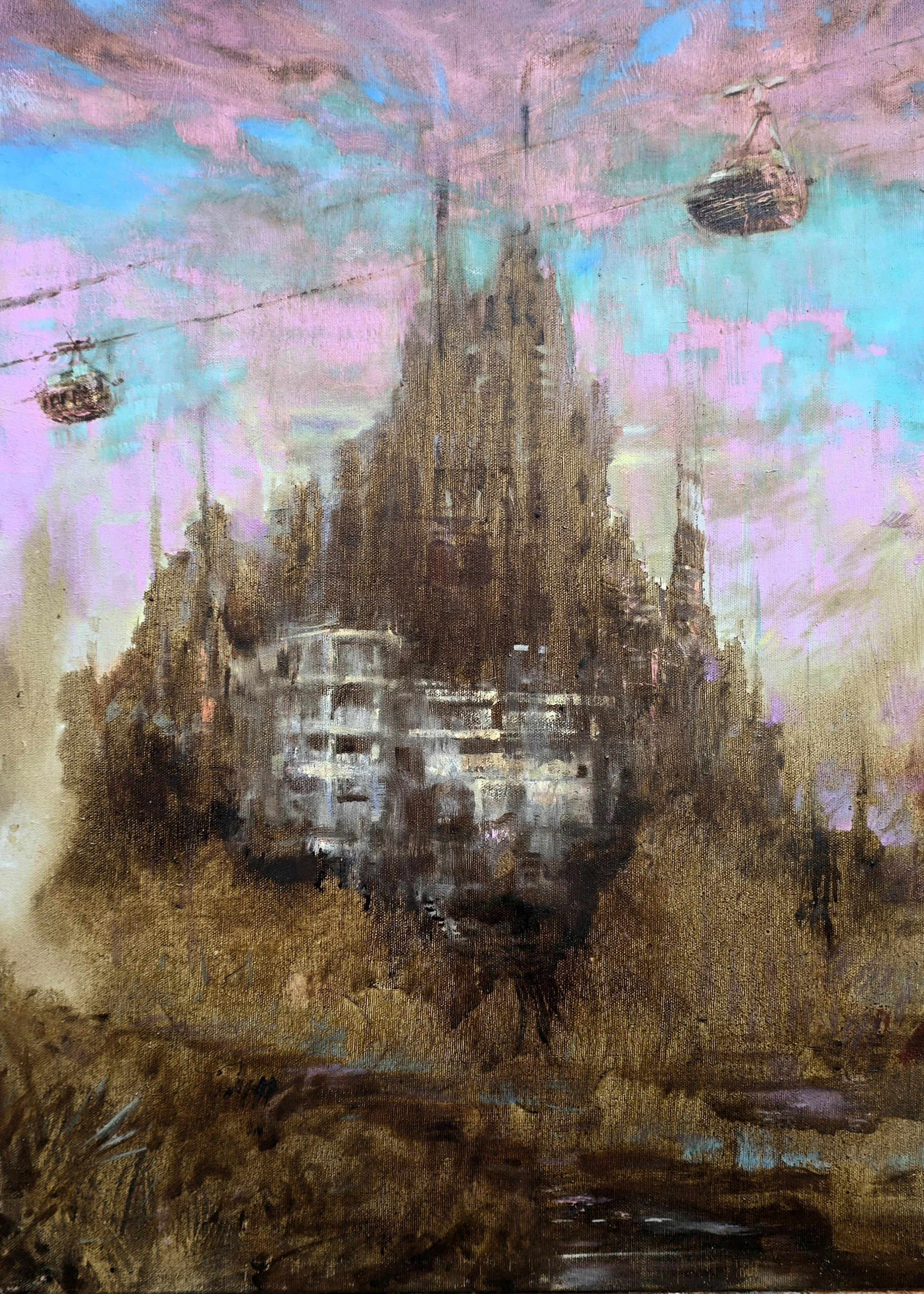 The hidden town. Asphalt on canvas.
Gonzalo Varela.