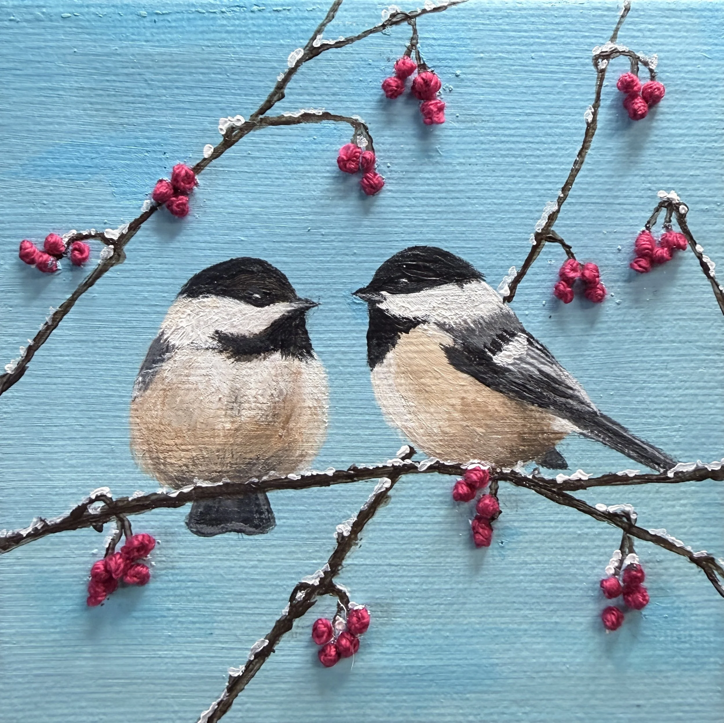 Black-capped Chickadees Winter Berries